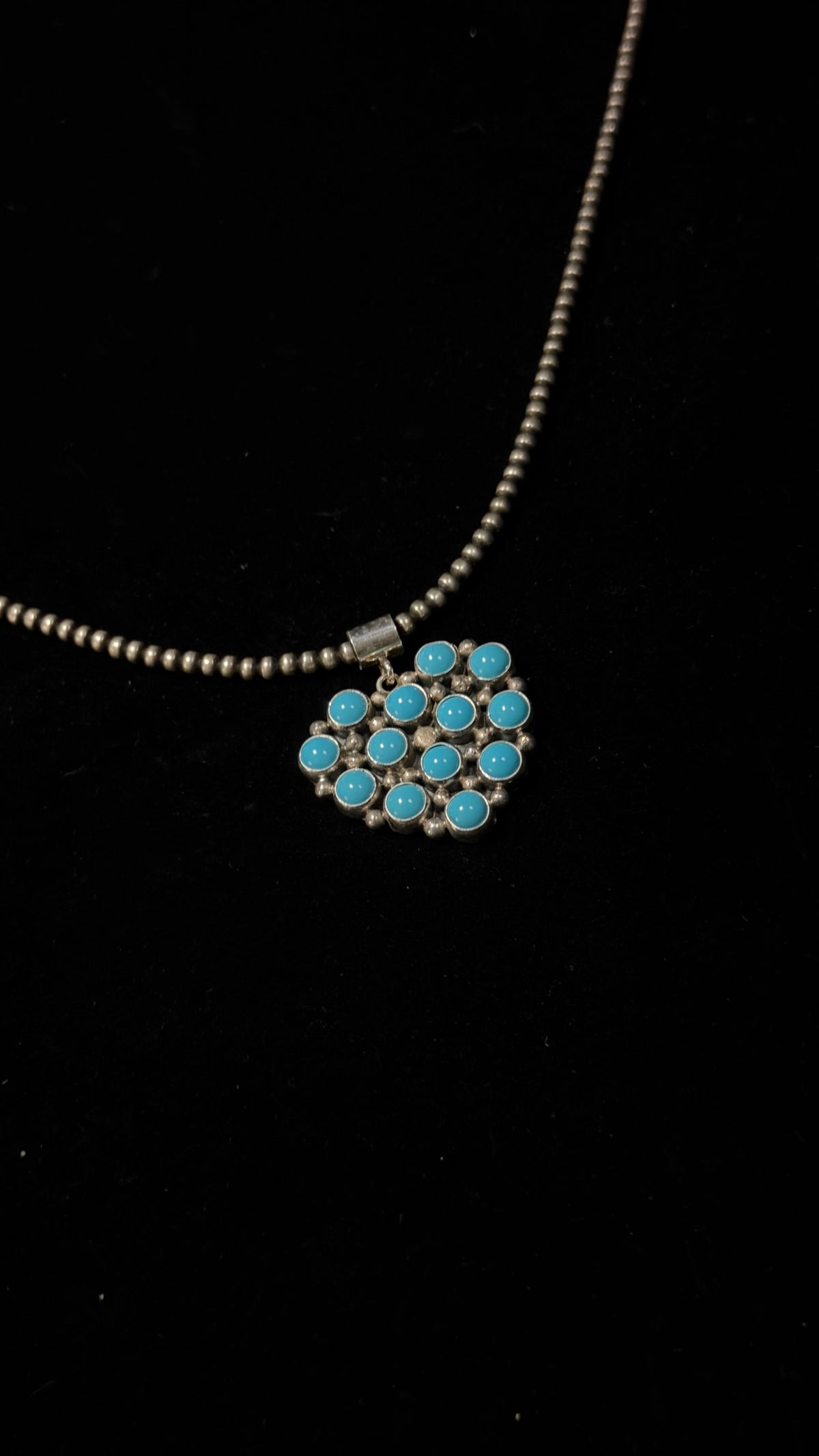 Martín Perry Kingman Turquoise & Sterling Silver Heart Cluster Pendant