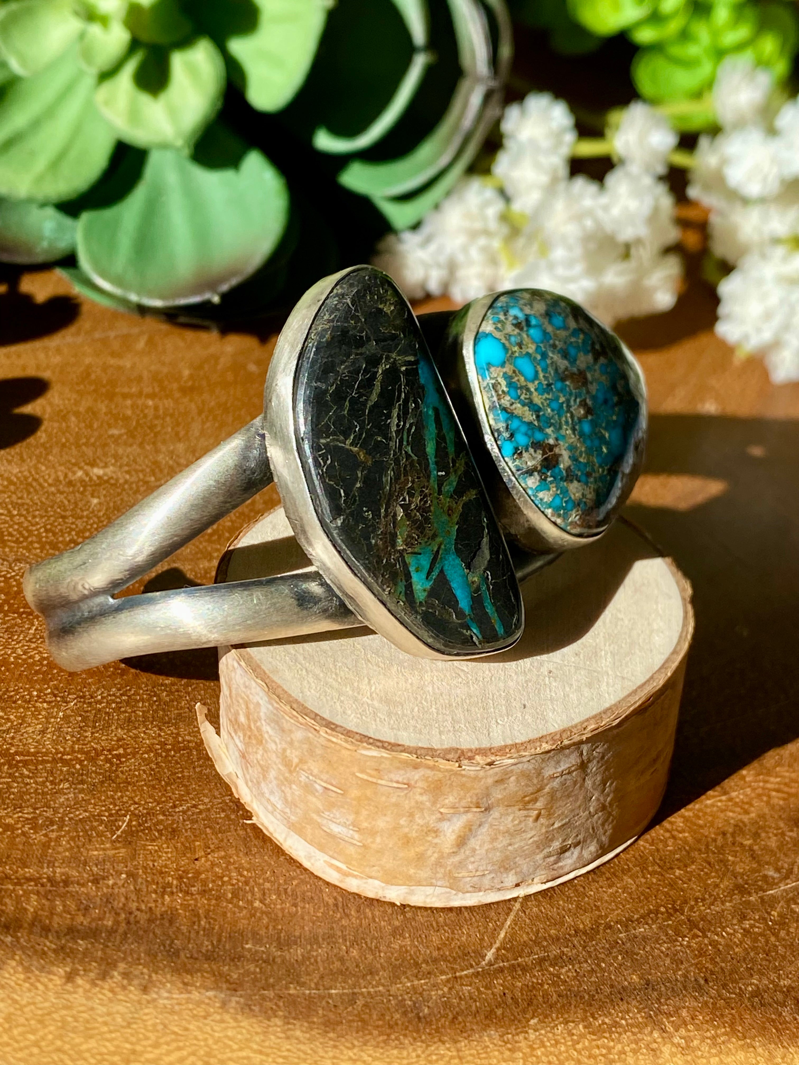 Paul Livingston Mixed Turquoise & Sterling Silver Cuff Bracelet