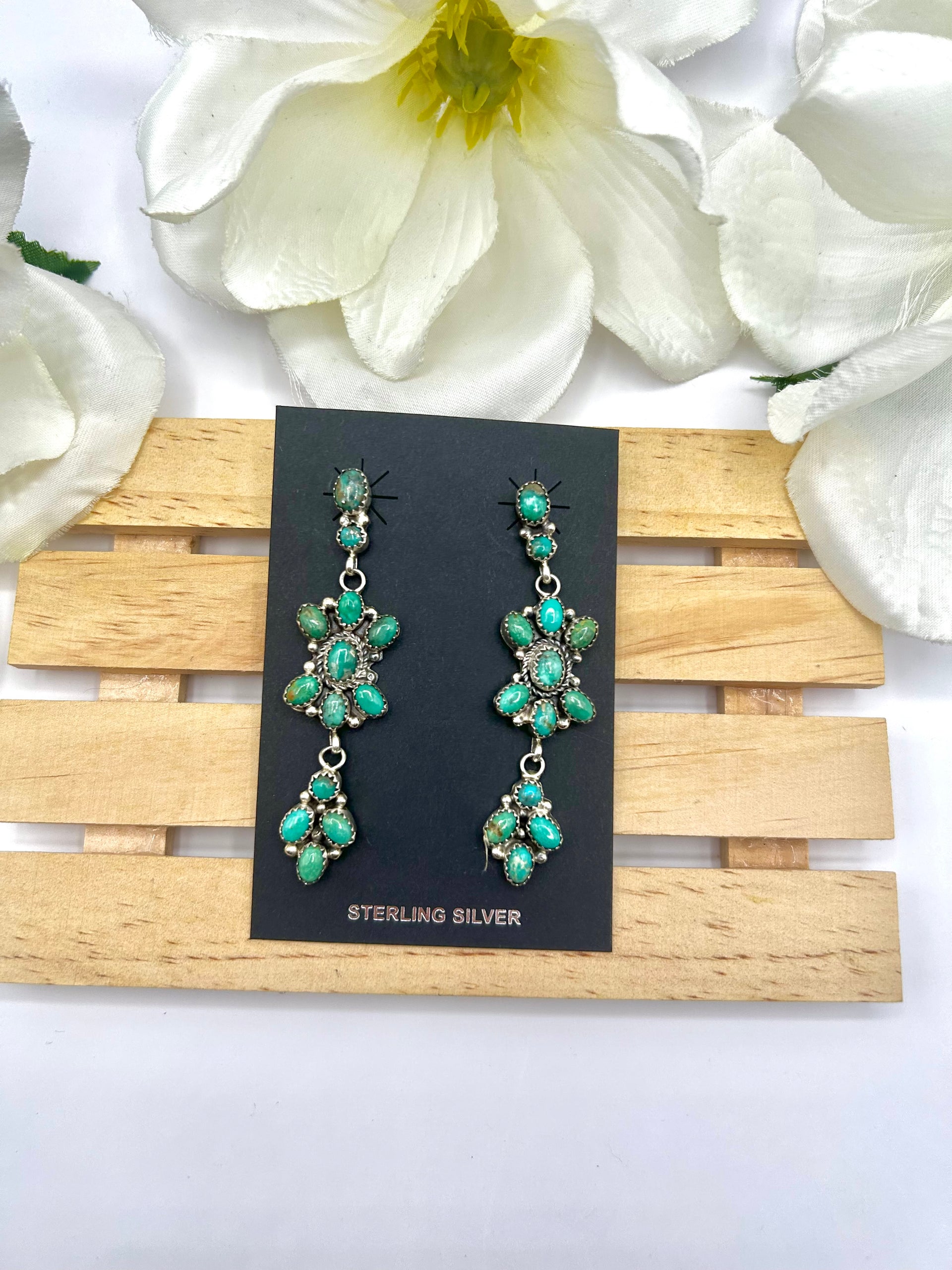 Pearline Spencer Kingman Turquoise & Sterling Silver Post Earrings