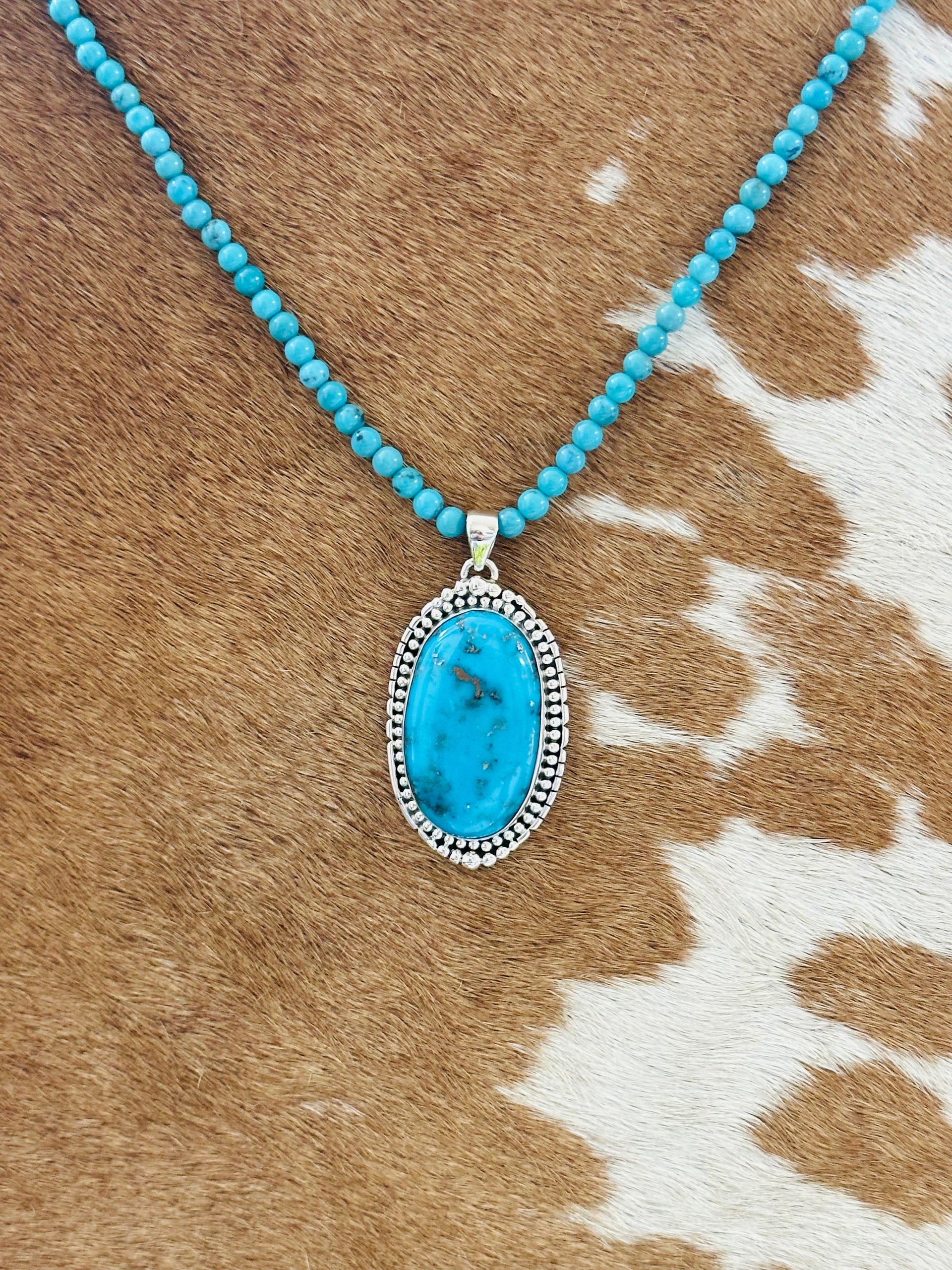 Southwest Handmade Blue Ridge Turquoise & Sterling Silver Pendant