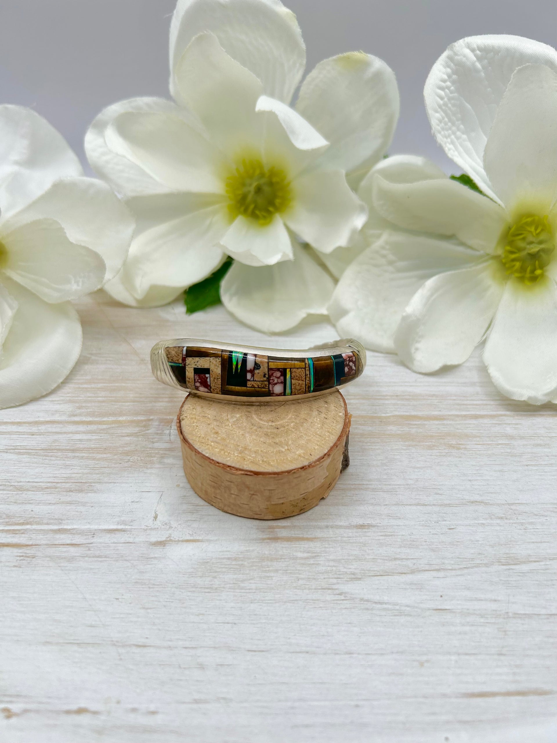 Alvin Yellowhorse Multi Stone & Sterling Silver Cuff Bracelet