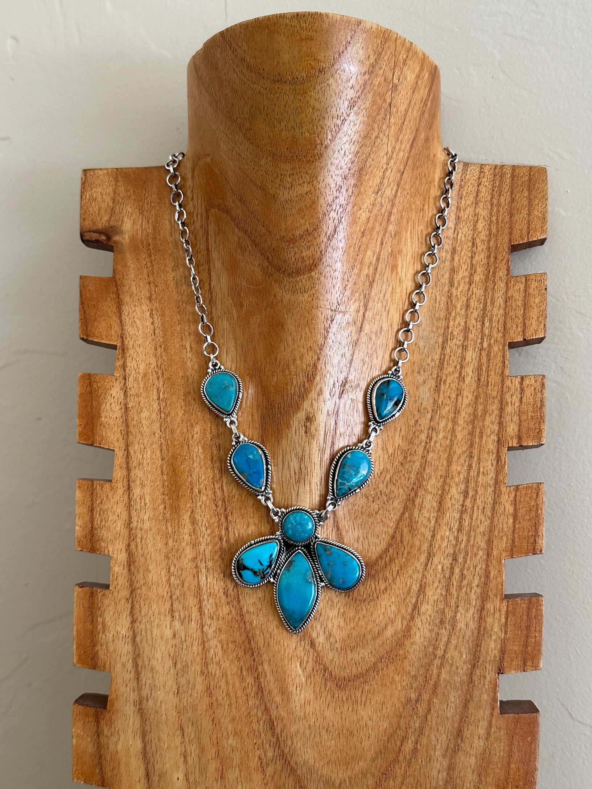 Southwest Made Kingman Turquoise & Sterling Silver Necklace
