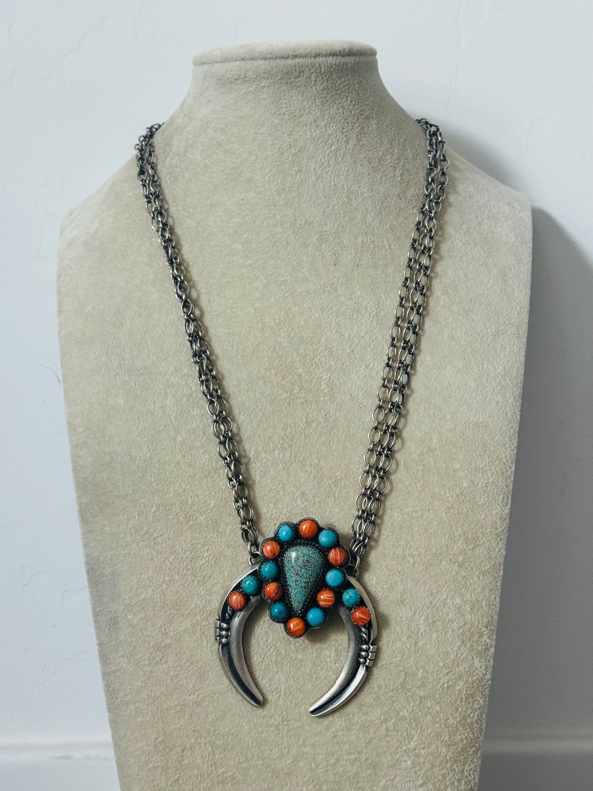 Robert Kelly Multi Stone & Sterling Silver Naja Cluster Necklace