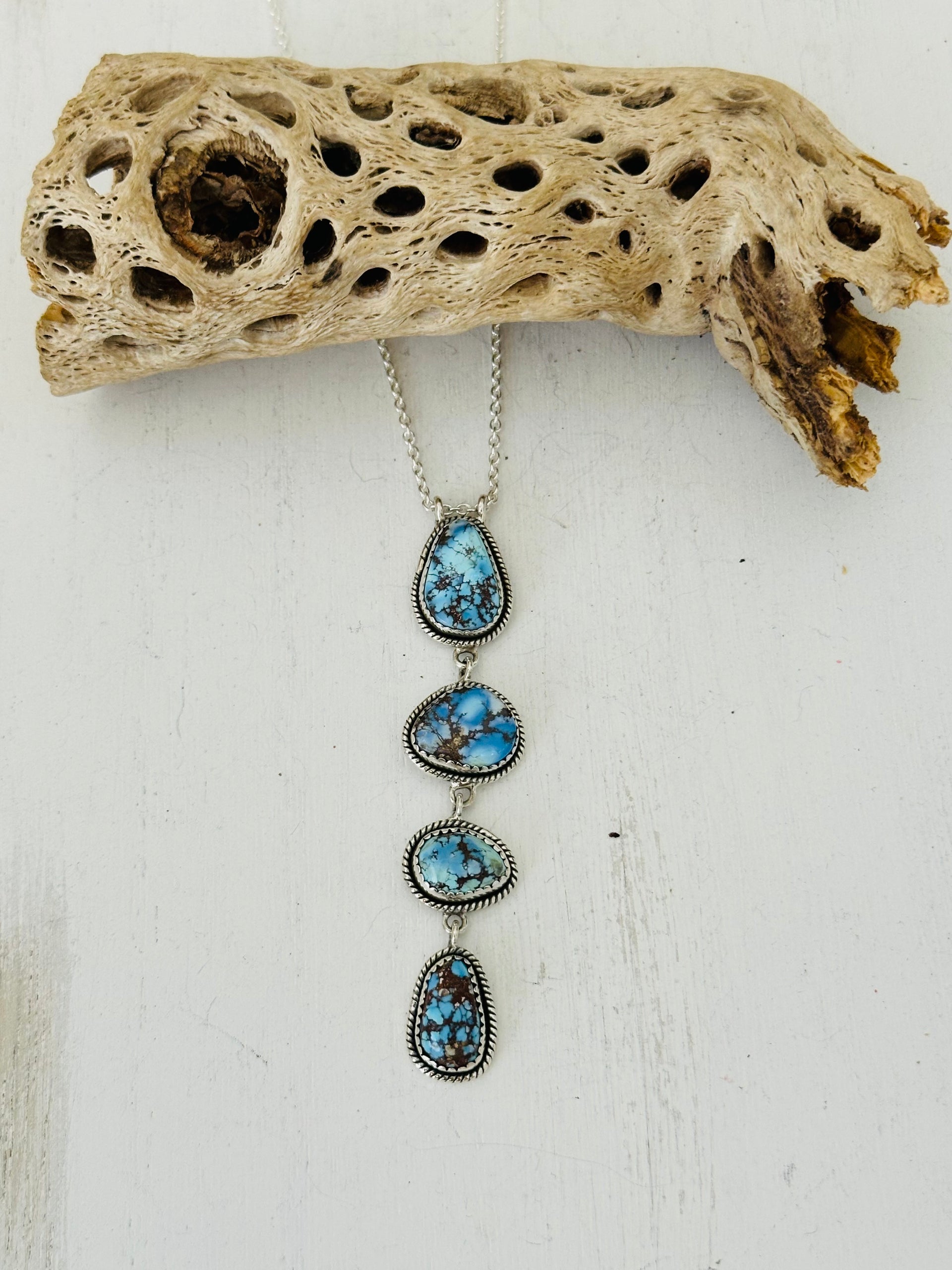 Southwest Handmade Golden Hills Turquoise & Sterling Silver Necklace