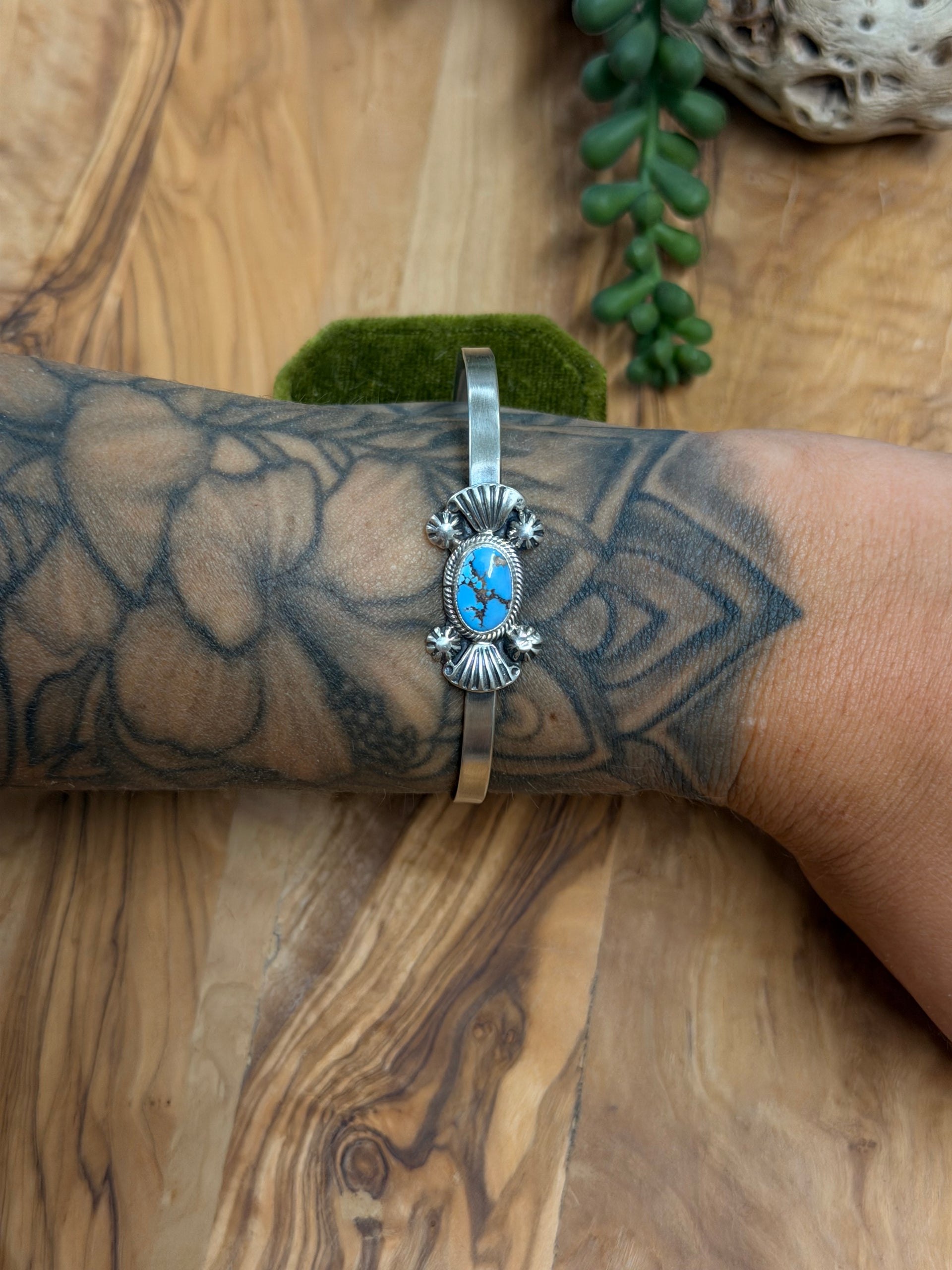 Genevieve Francisco Golden Hills Turquoise and Sterling Silver Cuff Bracelet