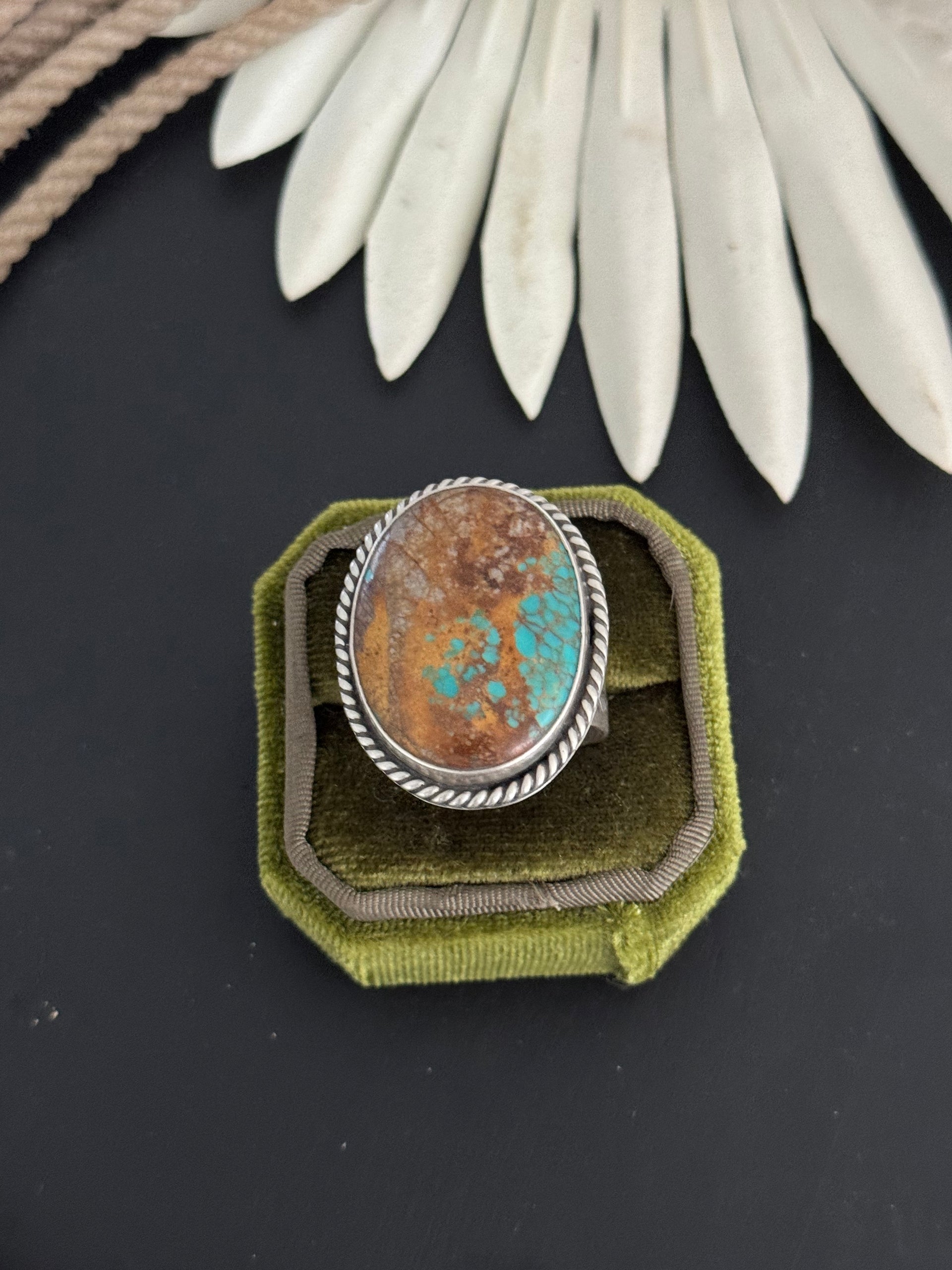 Patrick Yazzie #8 Turquoise & Sterling Silver Ring Size 10.25