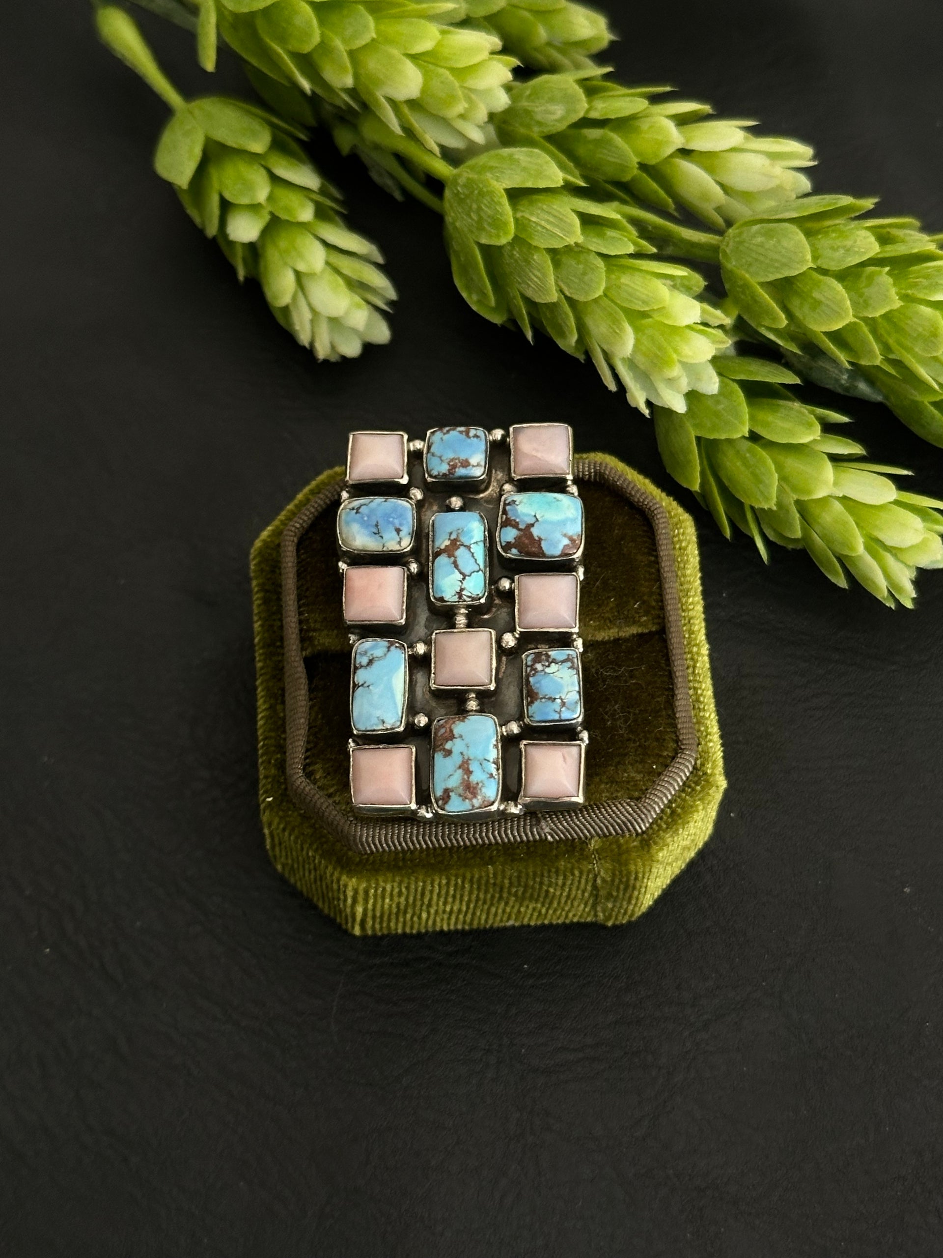 Southwest Handmade Multi Stone & Sterling Silver Adjustable Cluster Ring
