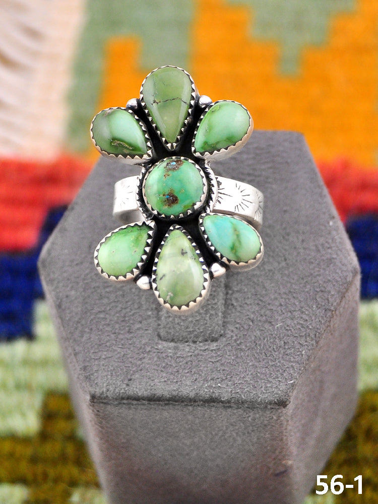 Southwest Handmade Emerald Valley Turquoise & Sterling Silver Adjustable Ring