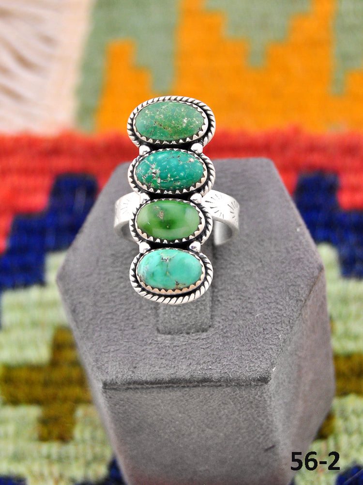 Southwest Handmade Emerald Valley Turquoise & Sterling Silver Adjustable Ring
