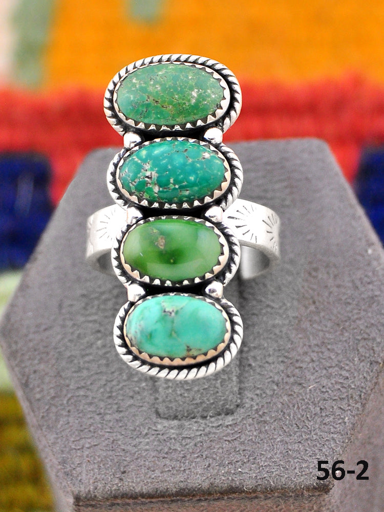 Southwest Handmade Emerald Valley Turquoise & Sterling Silver Adjustable Ring