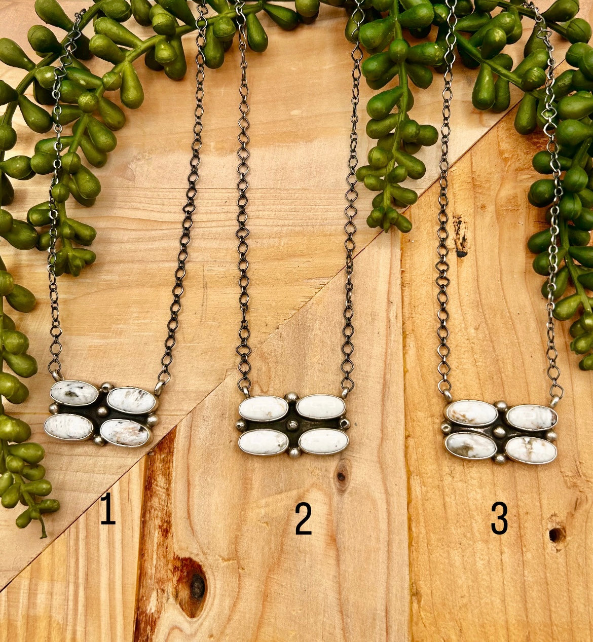 Danny Henio White Buffalo & Sterling Silver Cluster Necklace