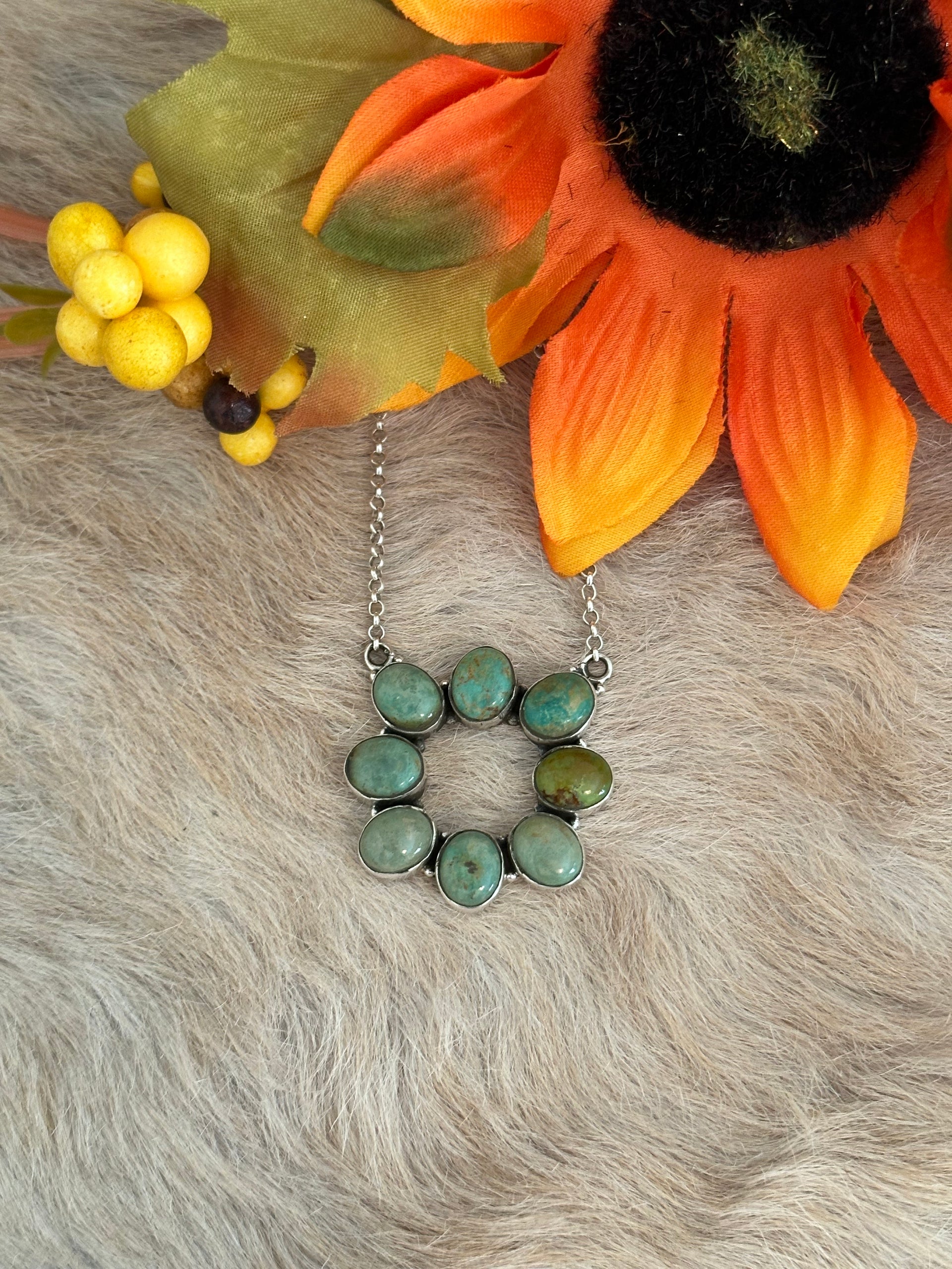 Southwest Made Kingman Turquoise & Sterling Silver Necklace