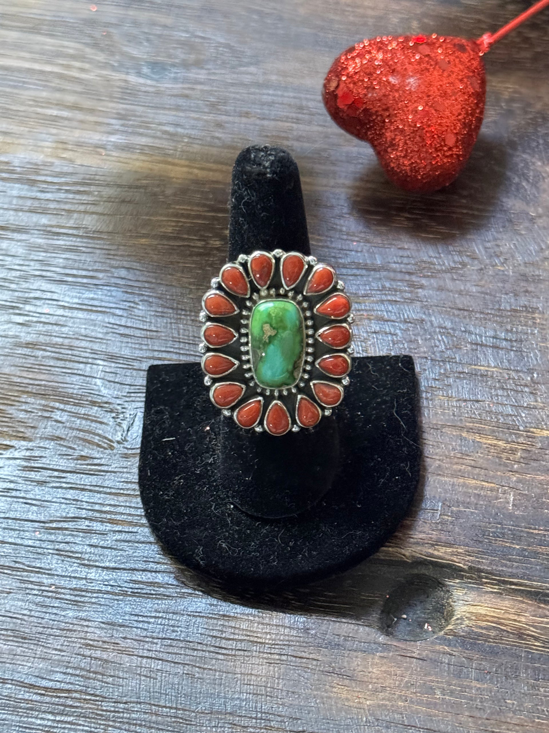 Southwest Handmade Multi Stone & Sterling Silver Adjustable Cluster Ring