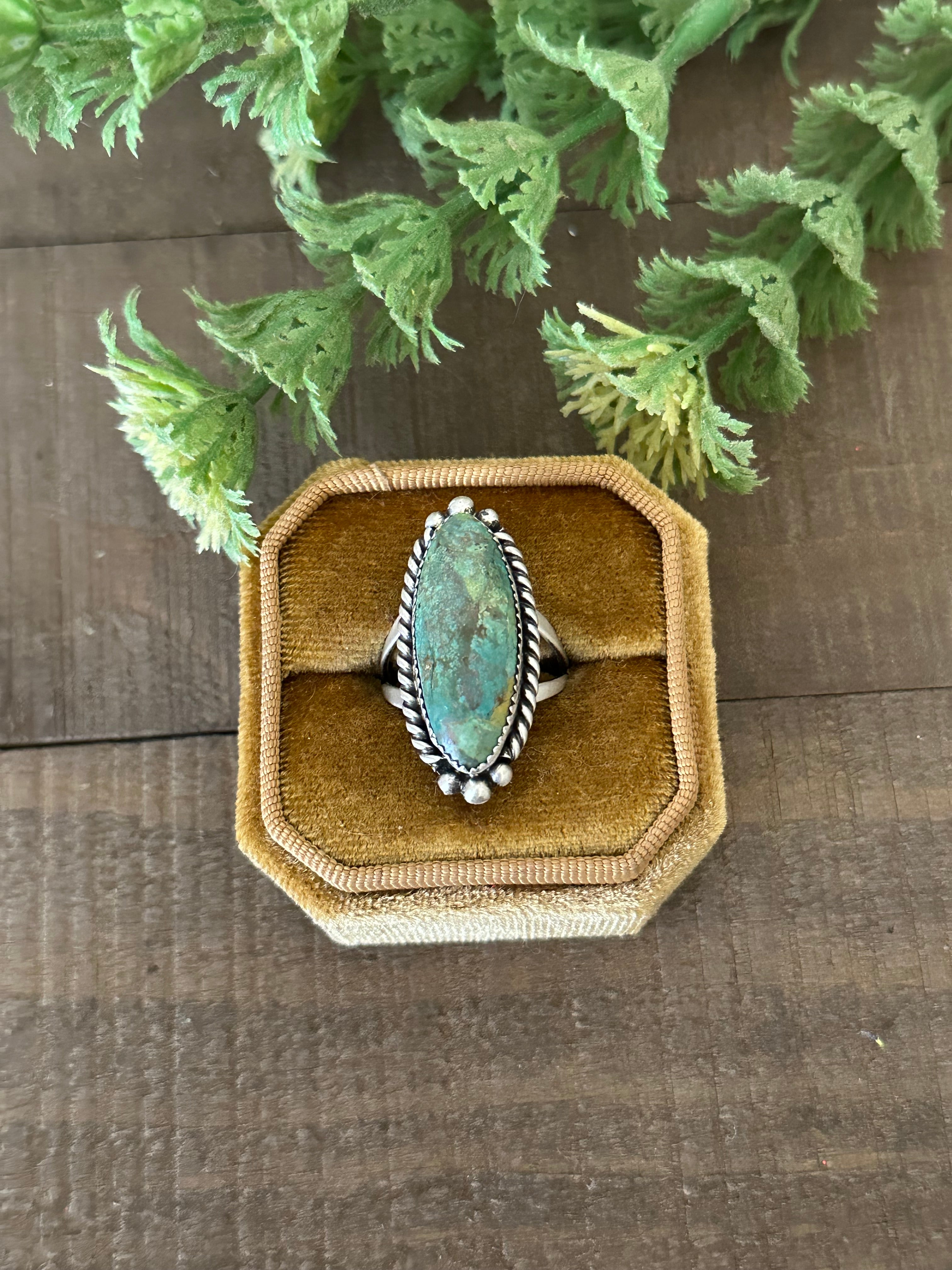 Navajo Made Kingman Turquoise & Sterling Silver Ring