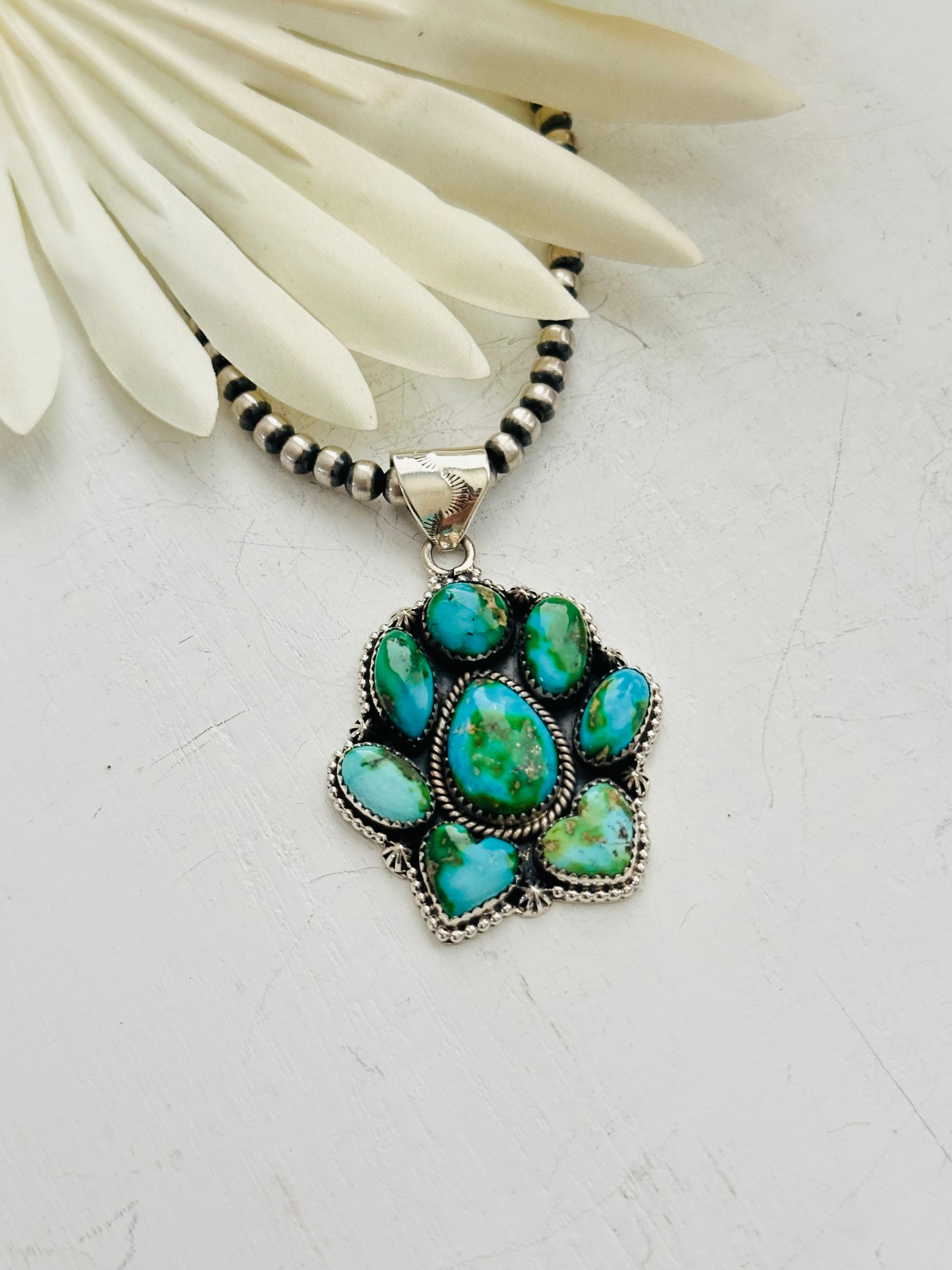 Southwest Handmade Sonoran Mountain Turquoise & Sterling Silver Pendant