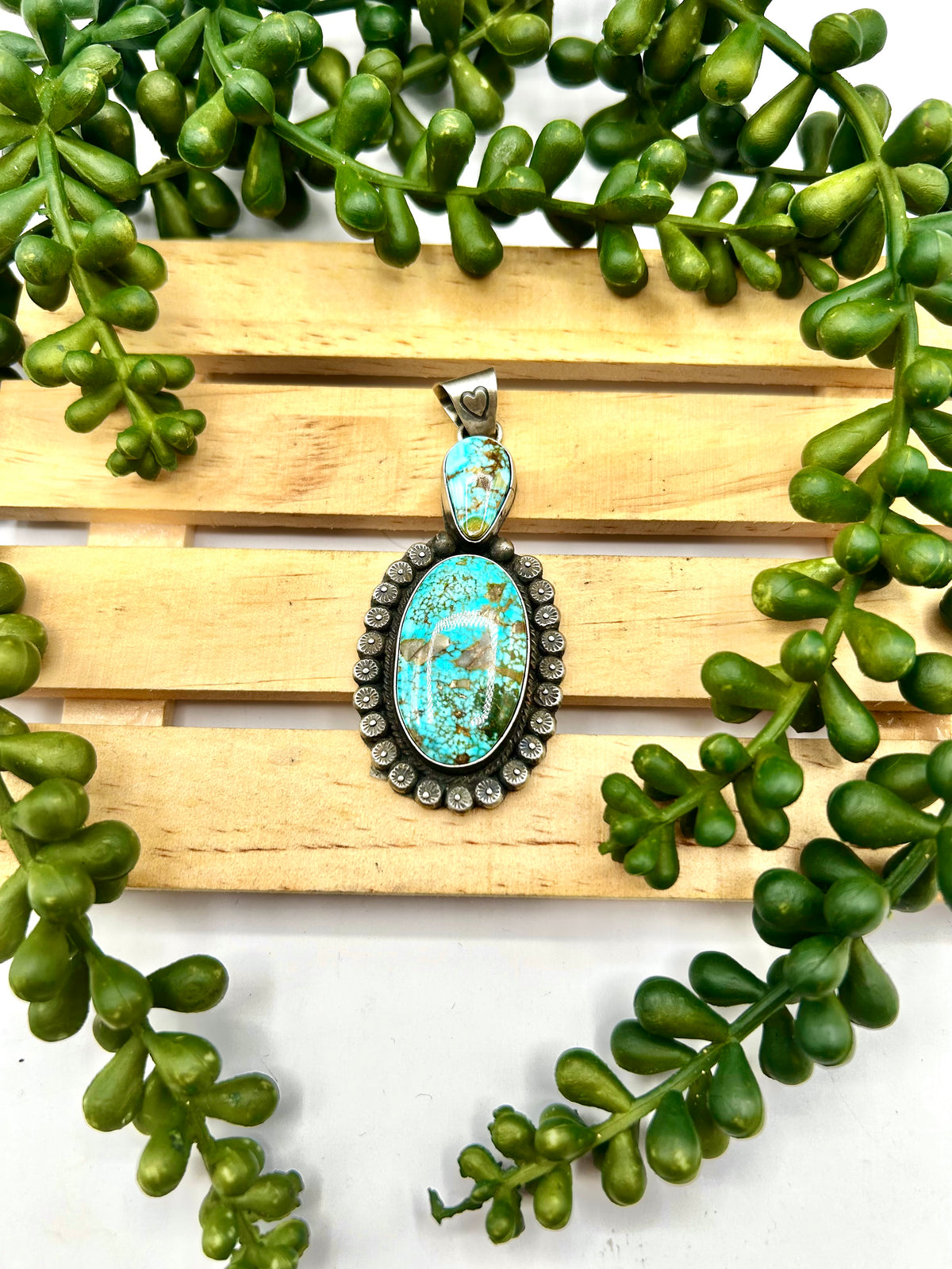 Sheila Becenti Kingman Turquoise & Sterling Silver Pendant