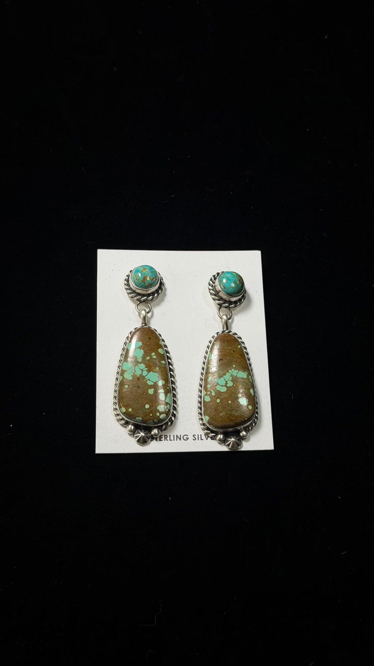 Chassity Belone Mine 8 Turquoise & Sterling Silver Post Dangle Earrings