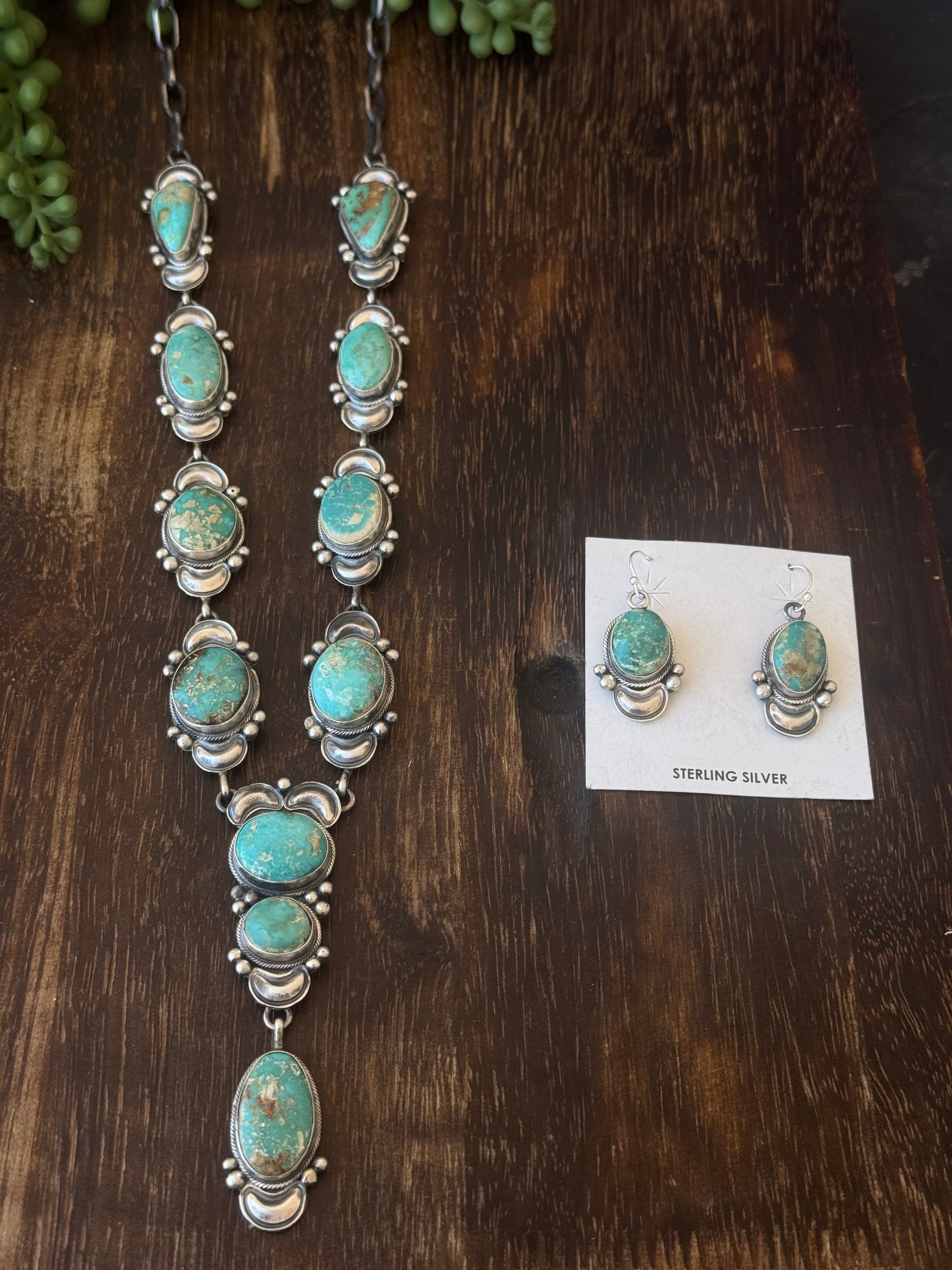 Paul Livingston Royston Turquoise & Sterling Silver Necklace Set