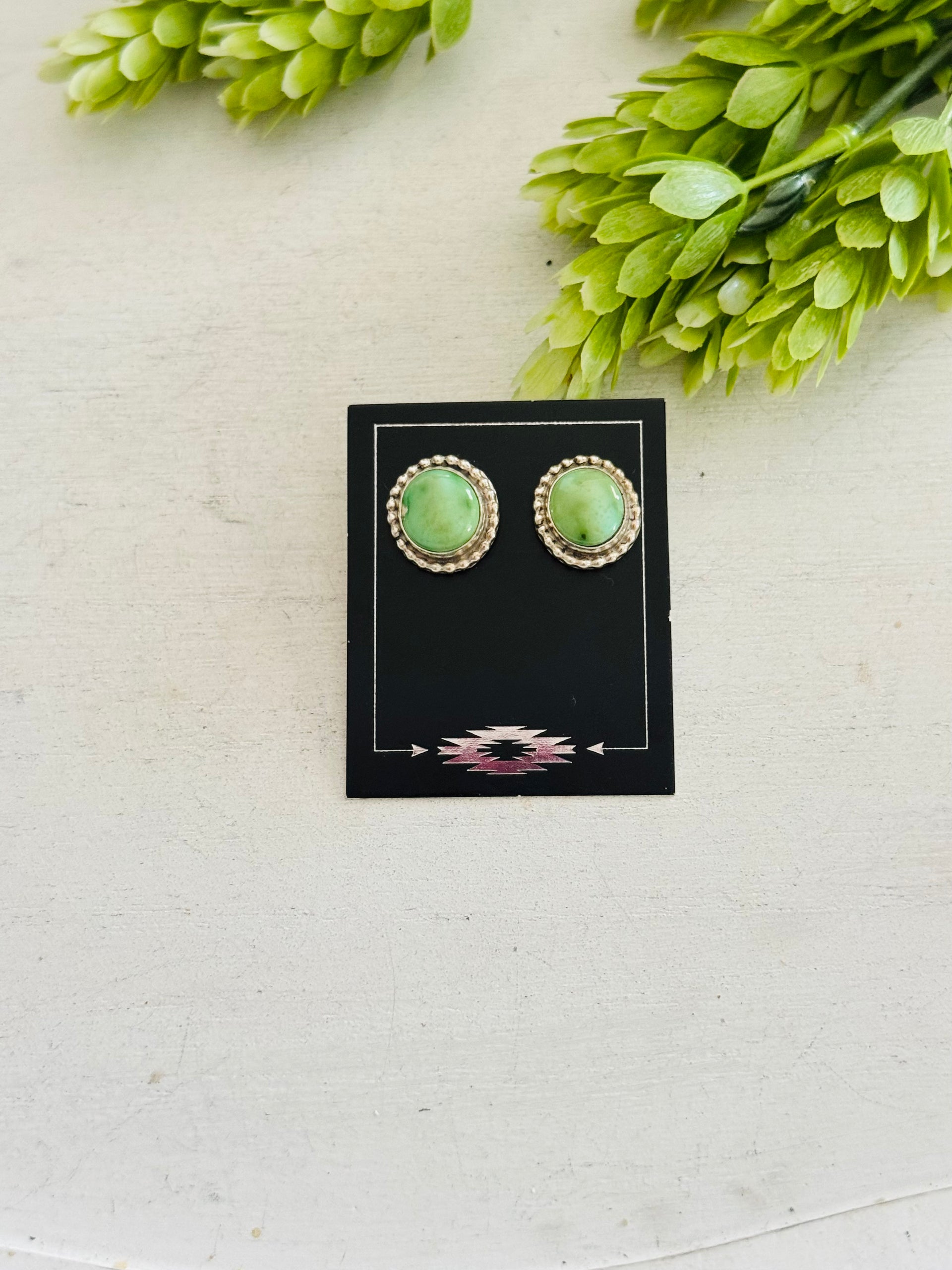 Navajo Made Sonoran Mountain Turquoise & Sterling Silver Post Earrings