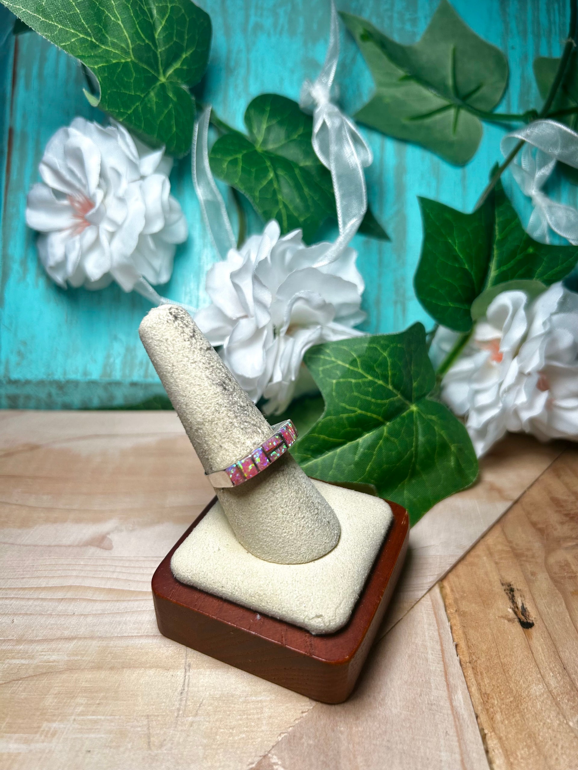 Navajo Made Opal & Sterling Silver Ring Size 8.75