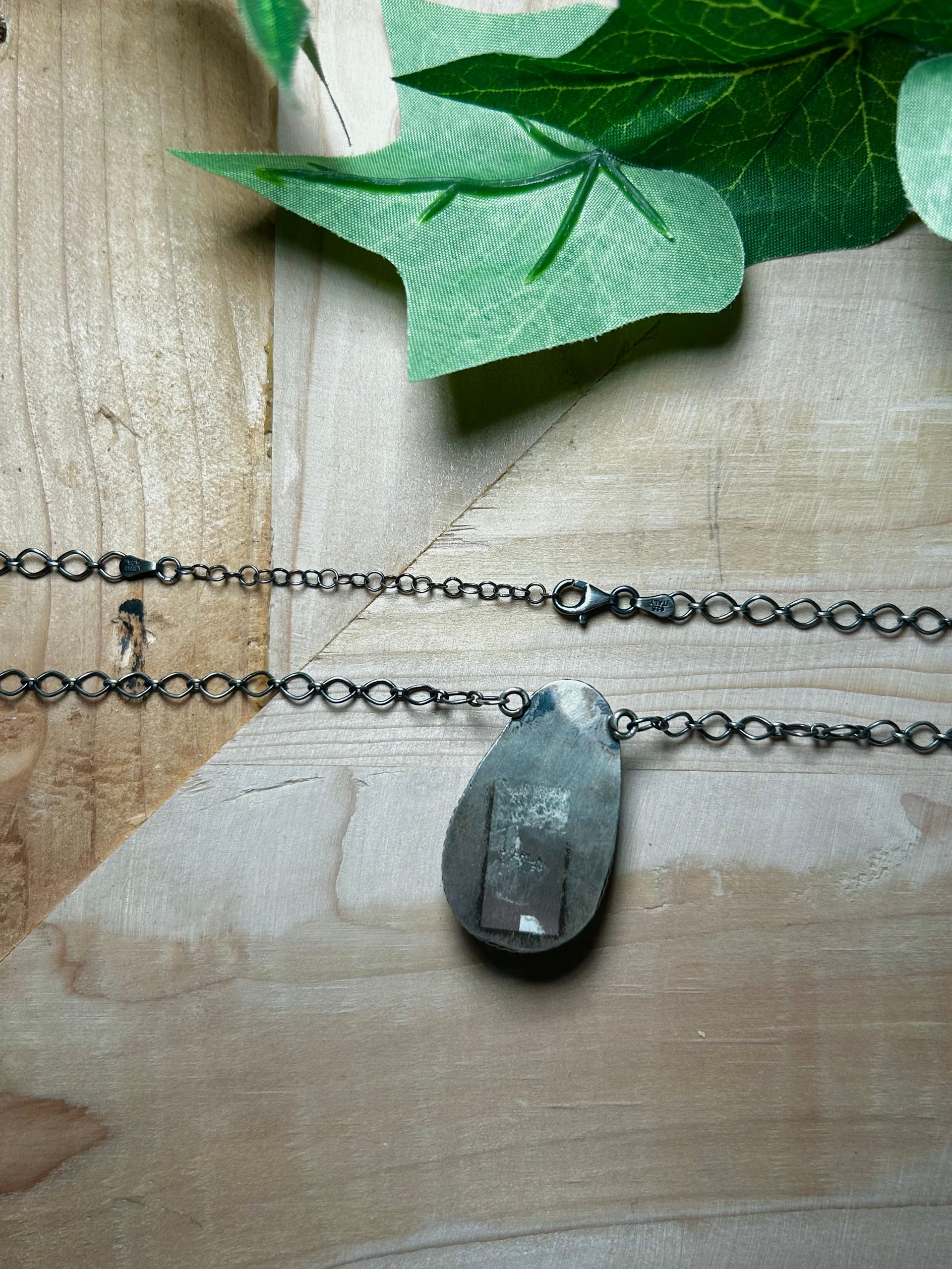Navajo Made Kingman Turquoise & Sterling Silver Necklace