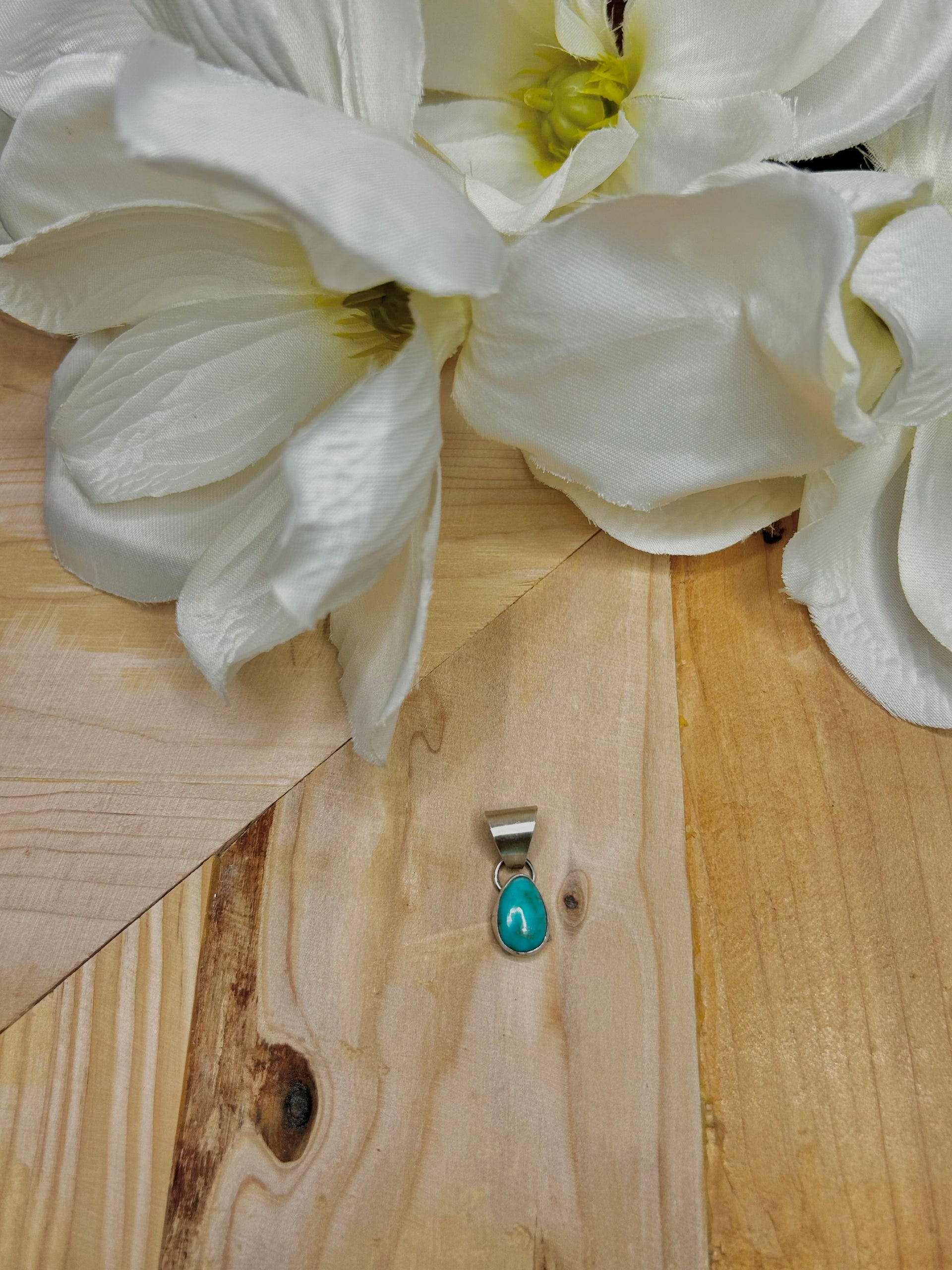 Navajo Made Kingman Turquoise & Sterling Silver Pendant