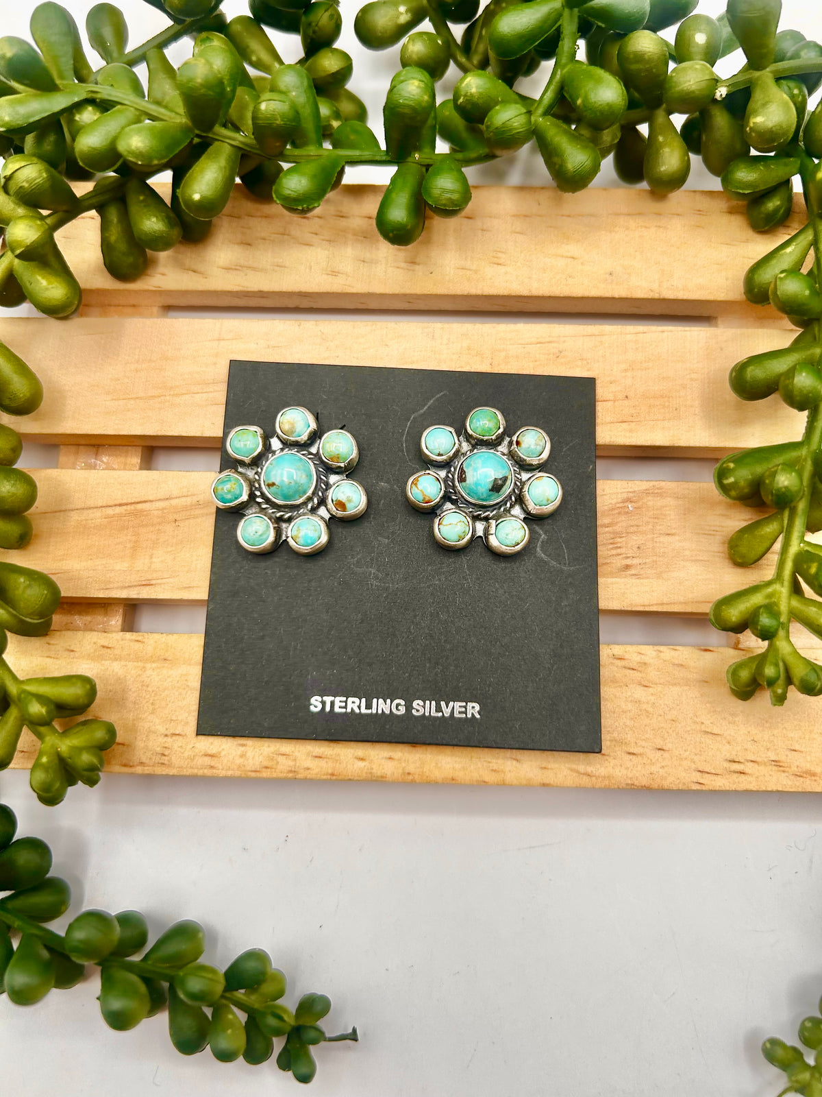 Navajo  Made Red Skin Turquoise & Sterling Silver Post Earrings