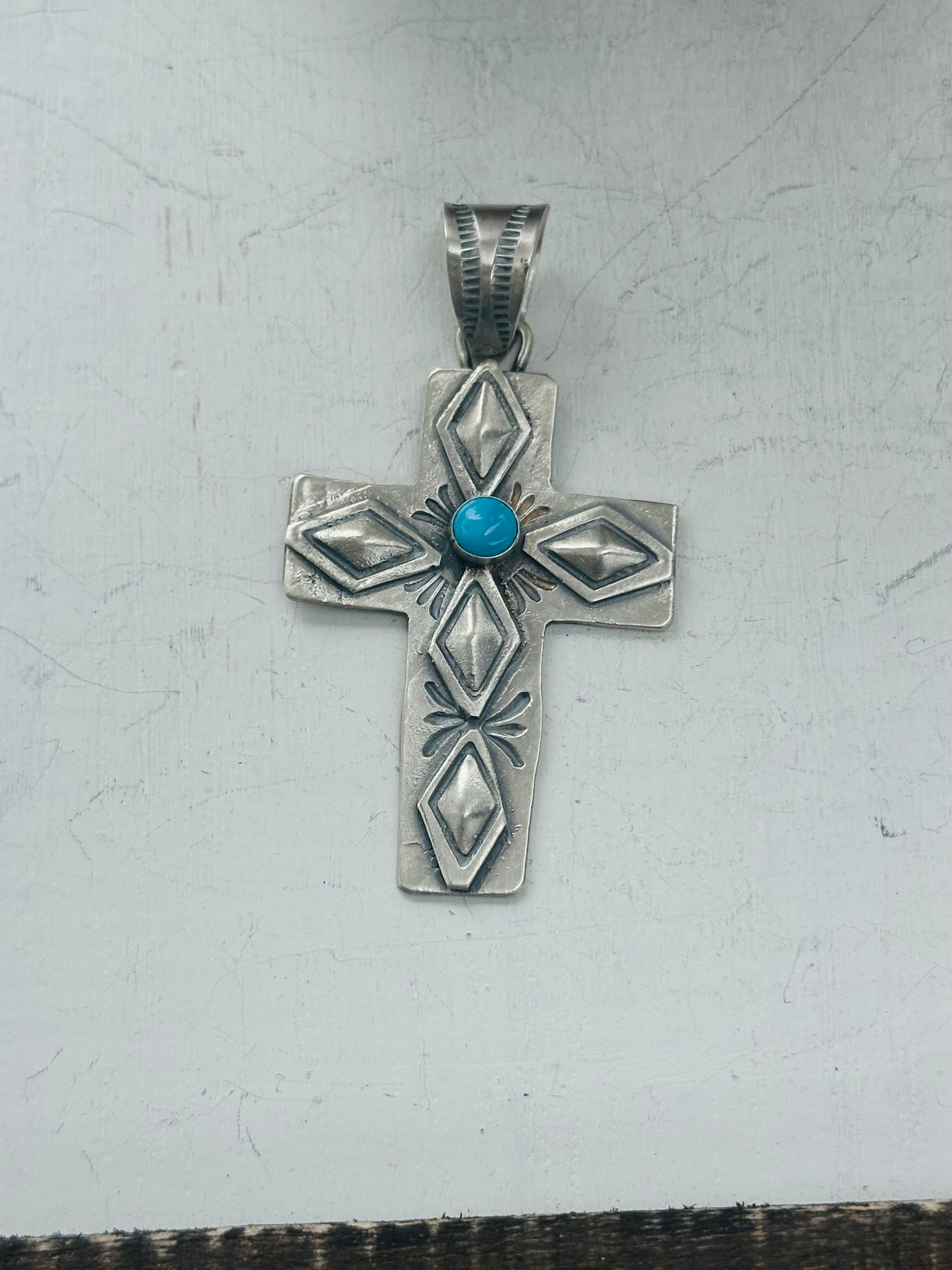 Boyd Ashley Kingman Turquoise & Sterling Silver Cross Pendant