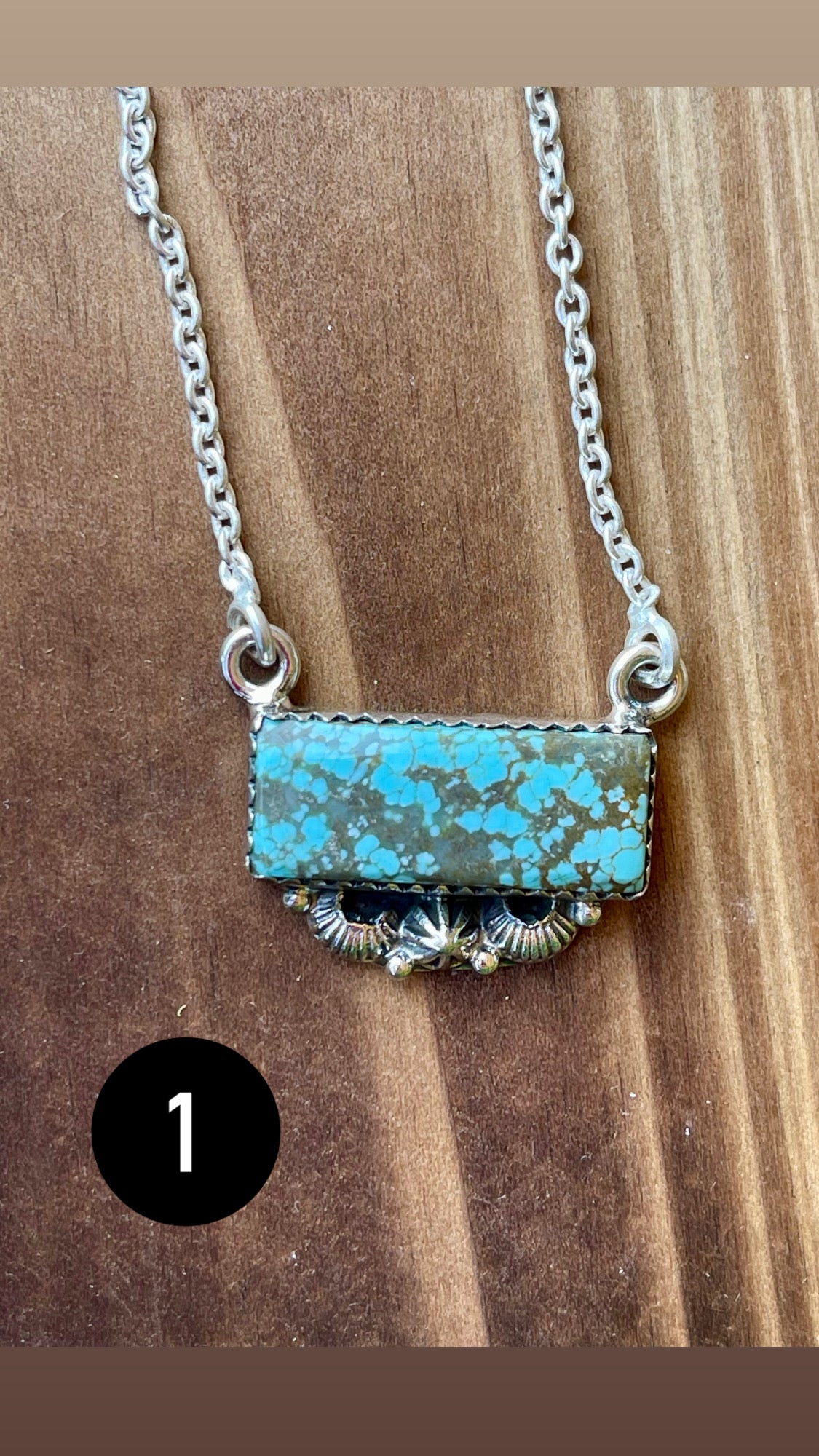 Southwest Handmade Number 8 Turquoise & Sterling Silver Bar Necklace