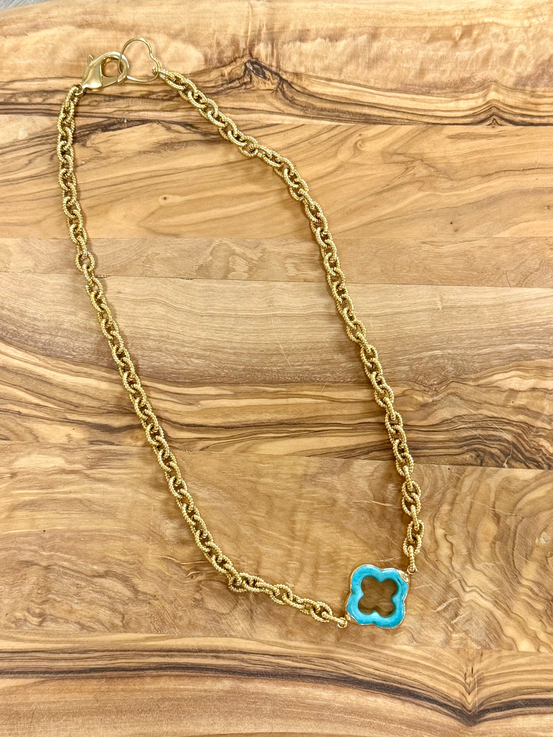 Eileen Quezada Kingman Turquoise & 24k Gold Plated Sterling Silver Necklace