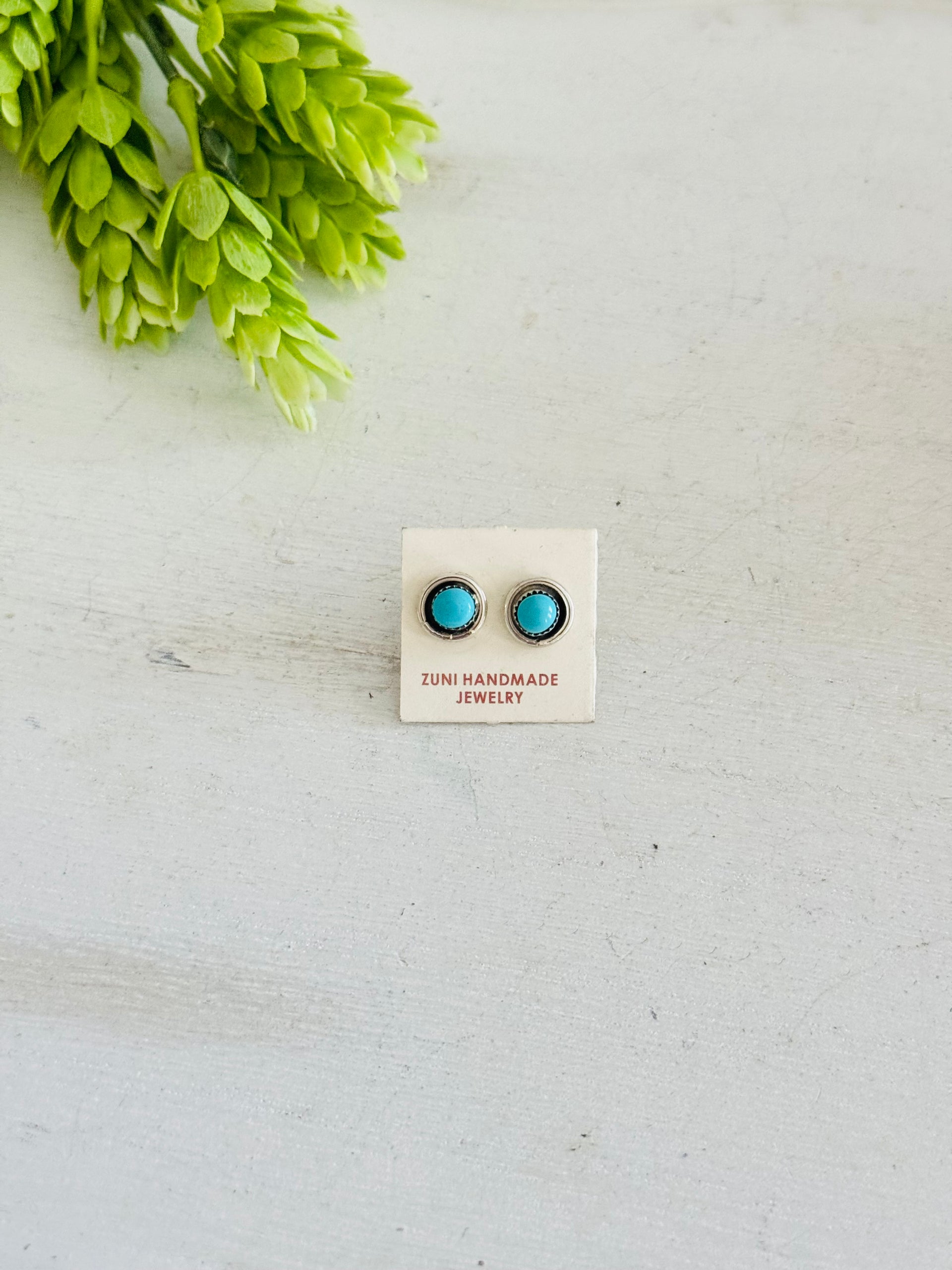 Zuni Made Kingman Turquoise & Sterling Silver Earrings