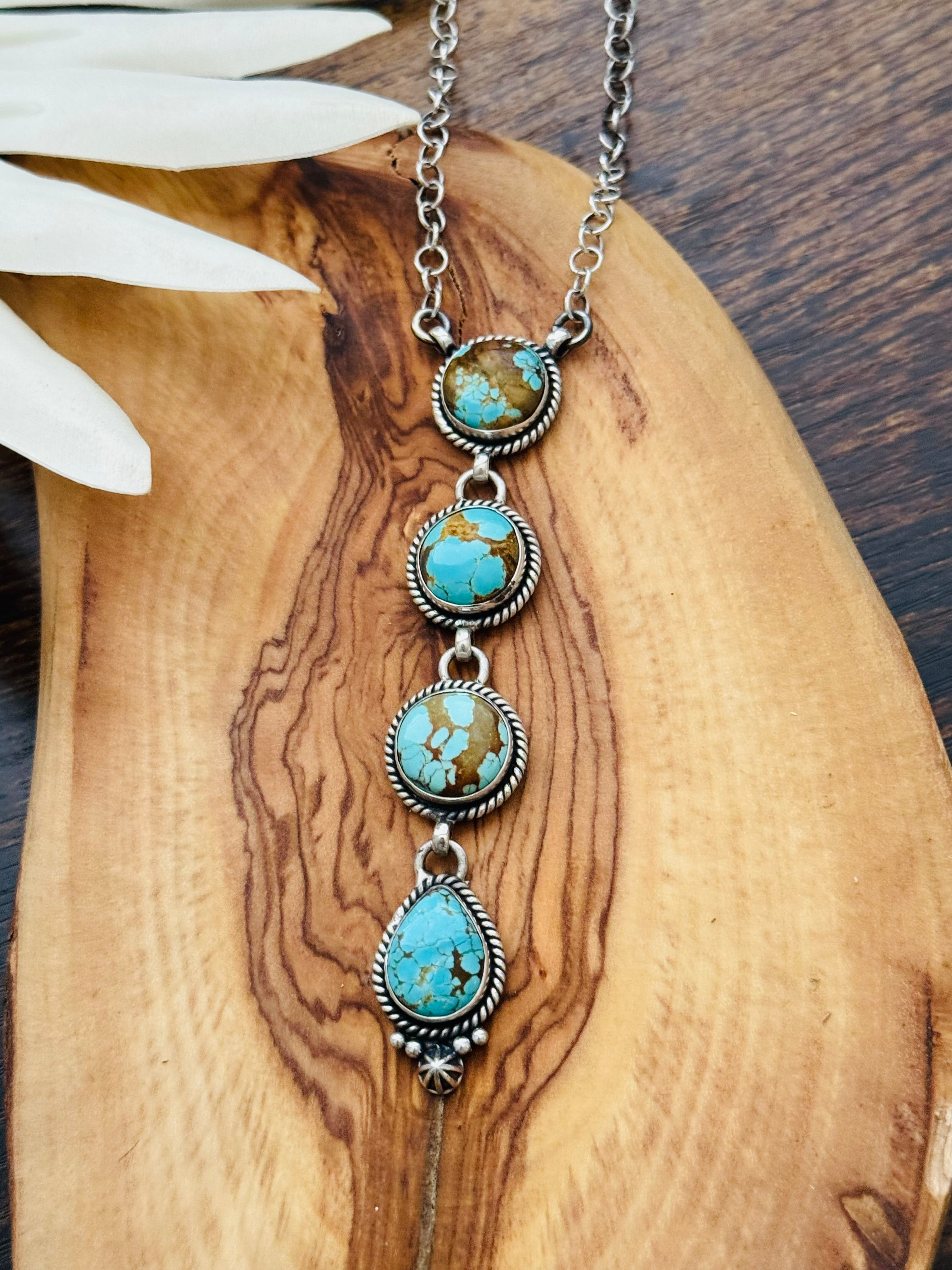 Southwest Handmade #8 Turquoise & Sterling Silver Necklace