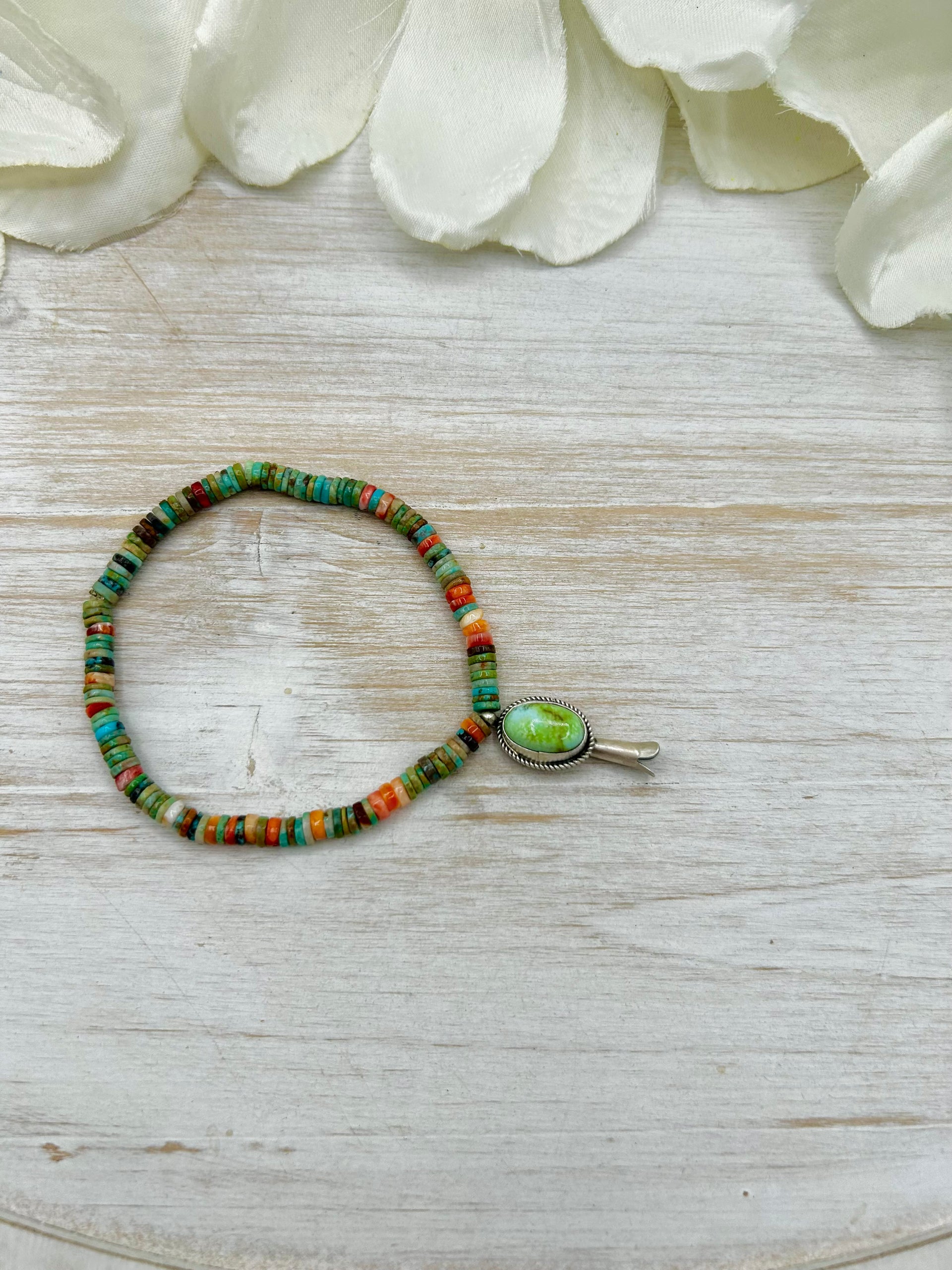 George Rios Multi Stone & Sterling Silver Stretchy Bracelet