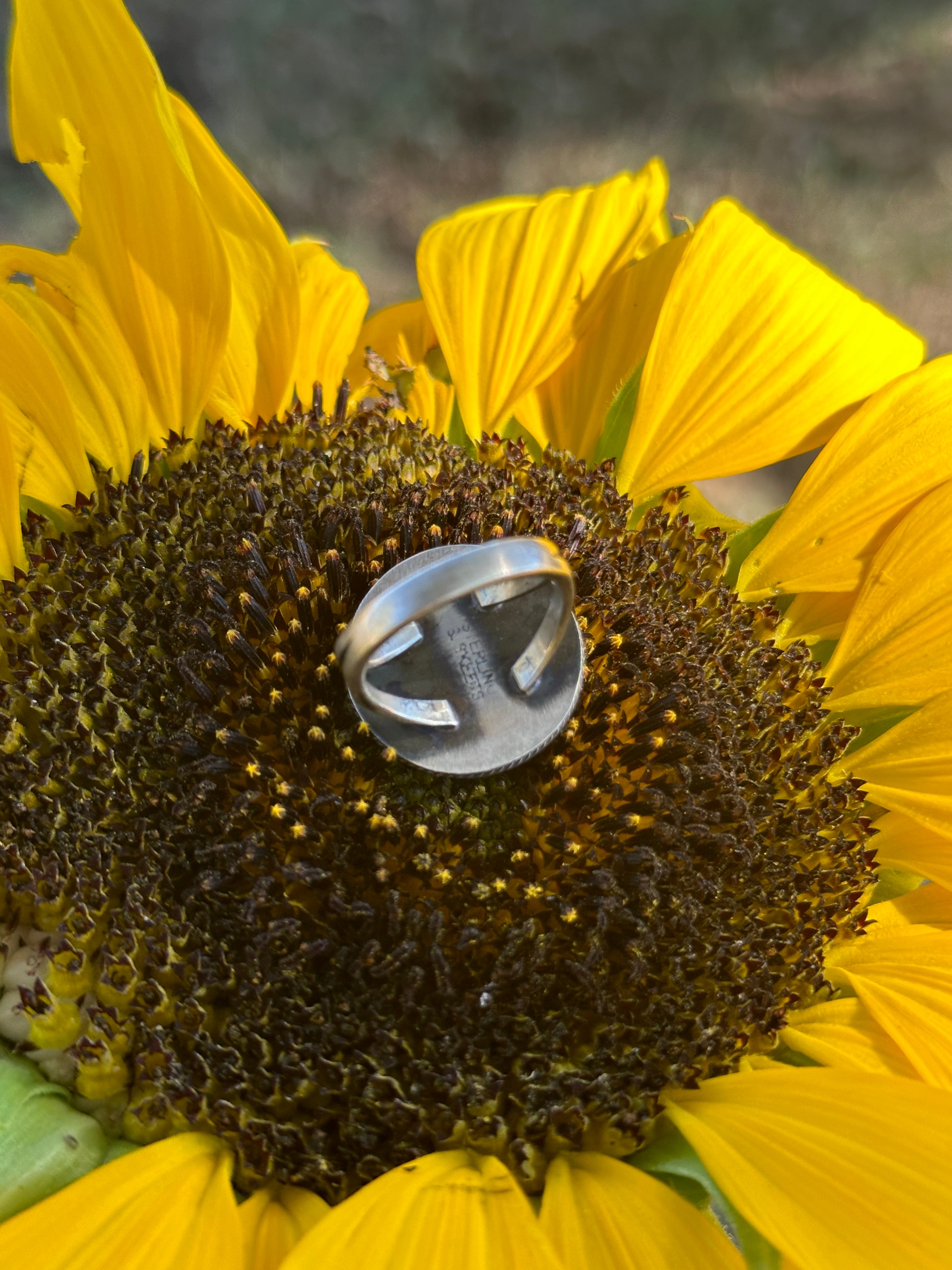 Navajo Made Sterling Silver Dime Ring Size 6.75