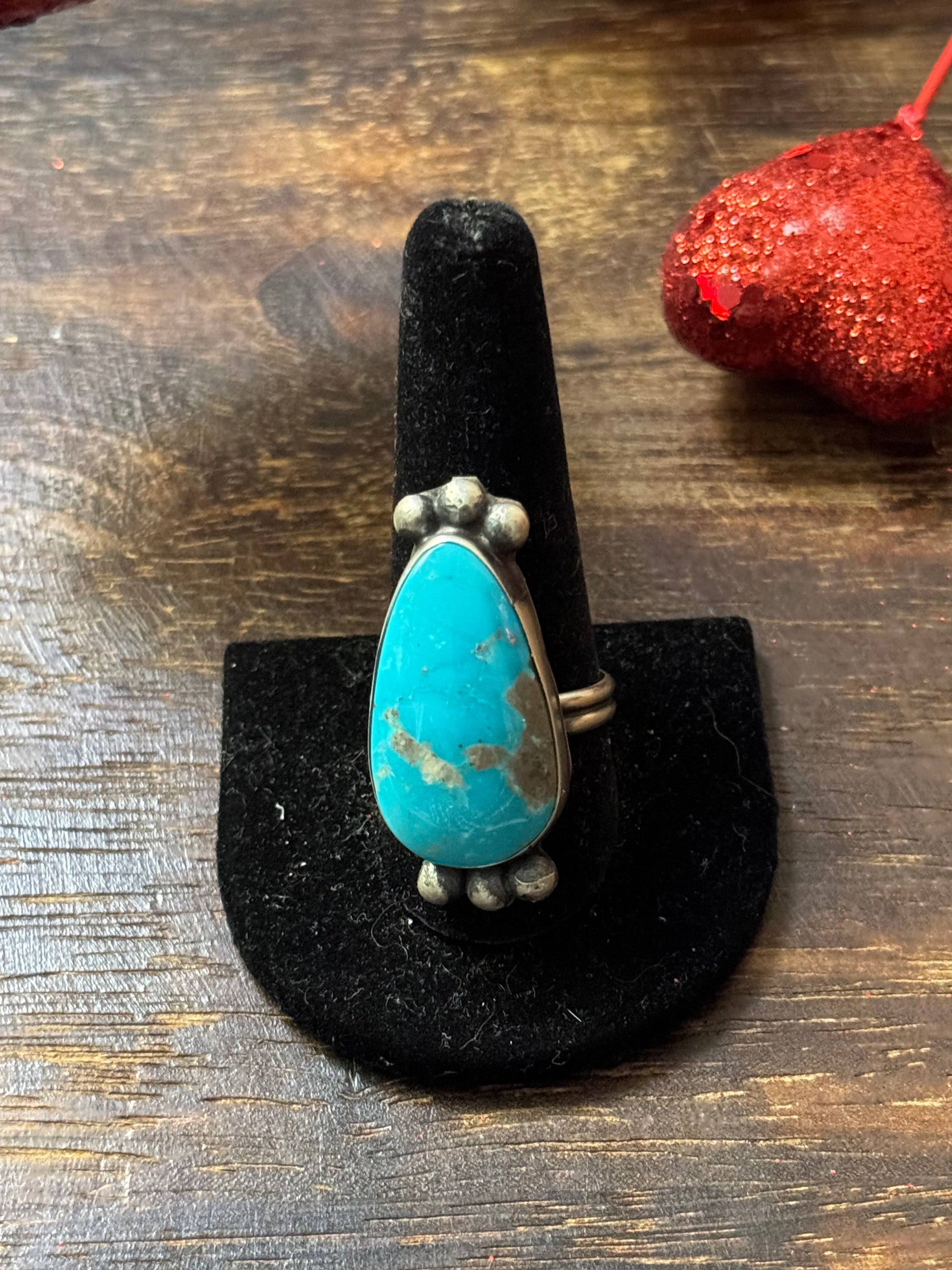 Navajo Made Kingman Turquoise & Sterling Silver Ring