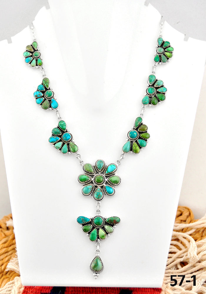 Southwest Made Emerald Valley Turquoise & Sterling Silver Necklace
