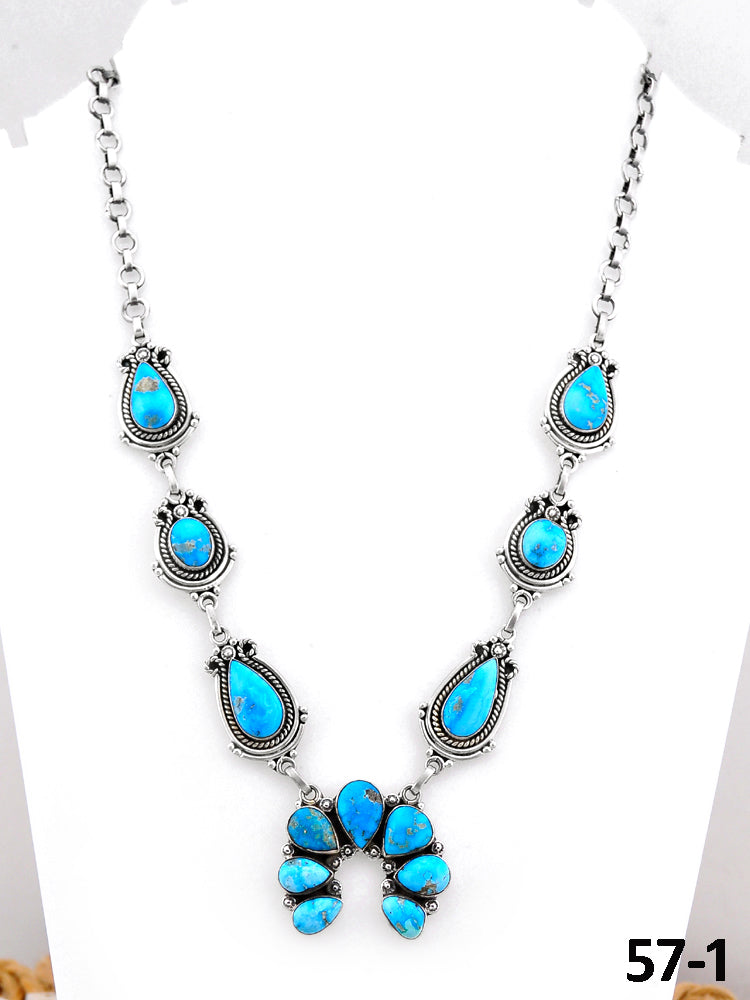 Southwest Handmade White Water Turquoise & Sterling Silver Necklace