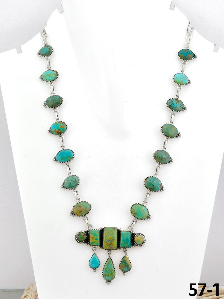 Southwest Made Cripple Creek Turquoise & Sterling Silver Necklace