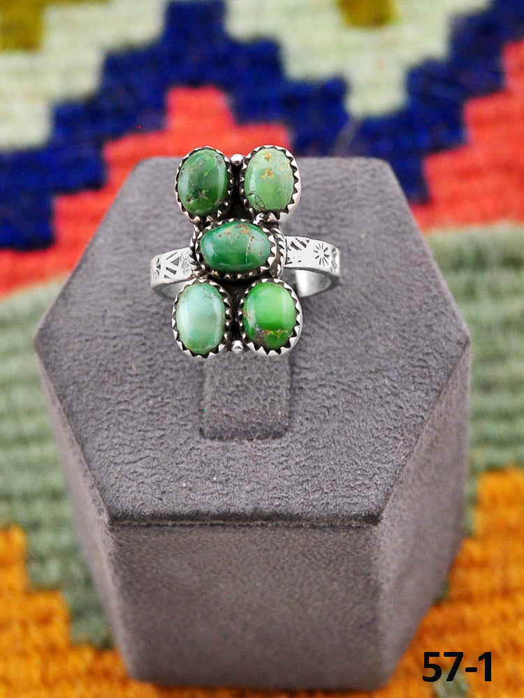 Southwest Handmade Emerald Valley Turquoise & Sterling Silver AdjustableRing