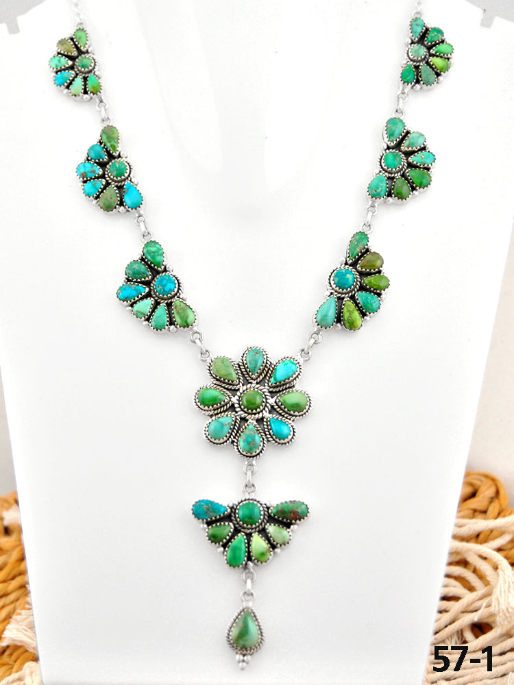 Southwest Made Emerald Valley Turquoise & Sterling Silver Necklace
