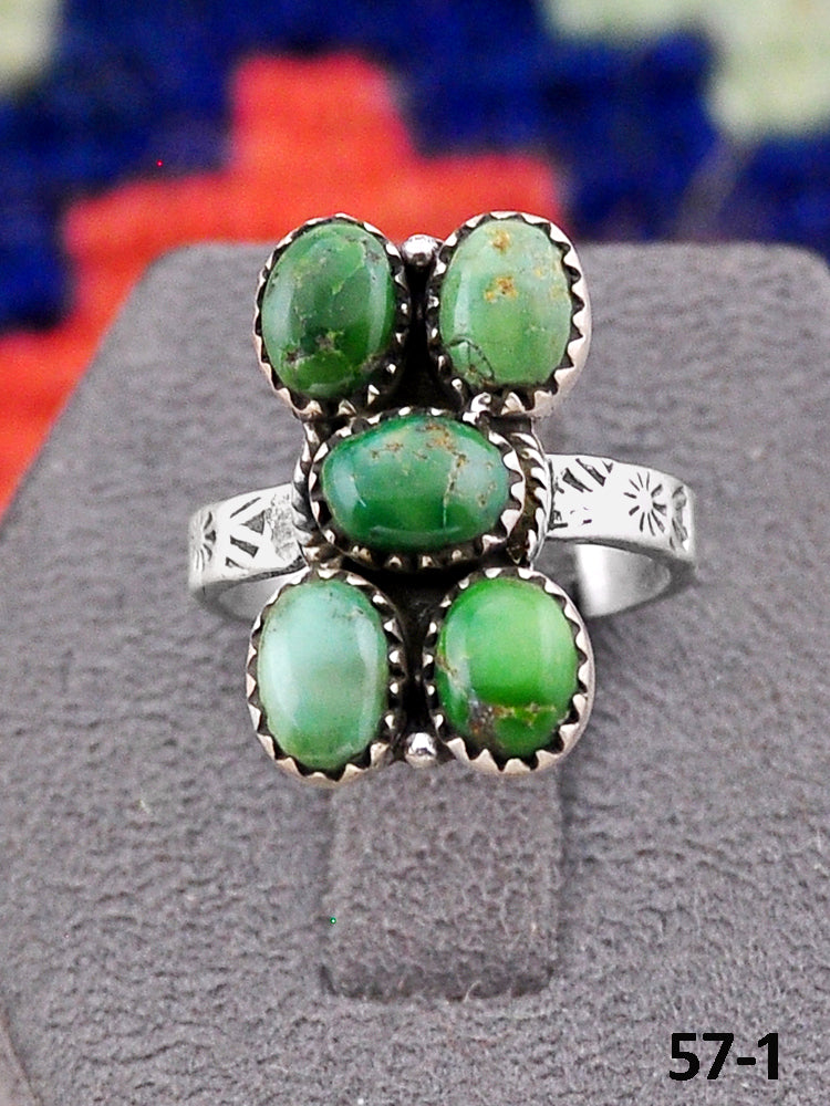 Southwest Handmade Emerald Valley Turquoise & Sterling Silver AdjustableRing