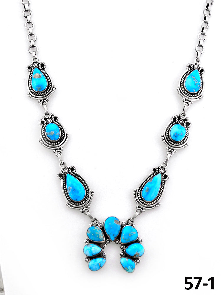 Southwest Handmade White Water Turquoise & Sterling Silver Necklace