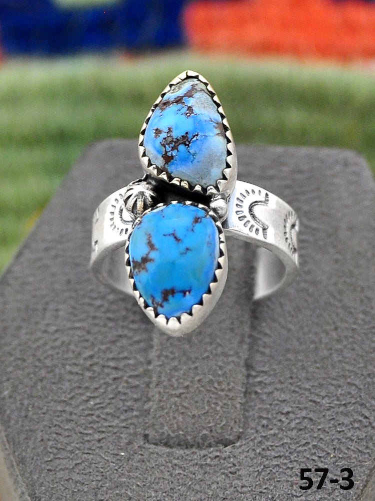Southwest Handmade Golden Hills Turquoise & Sterling Silver Adjustable Ring