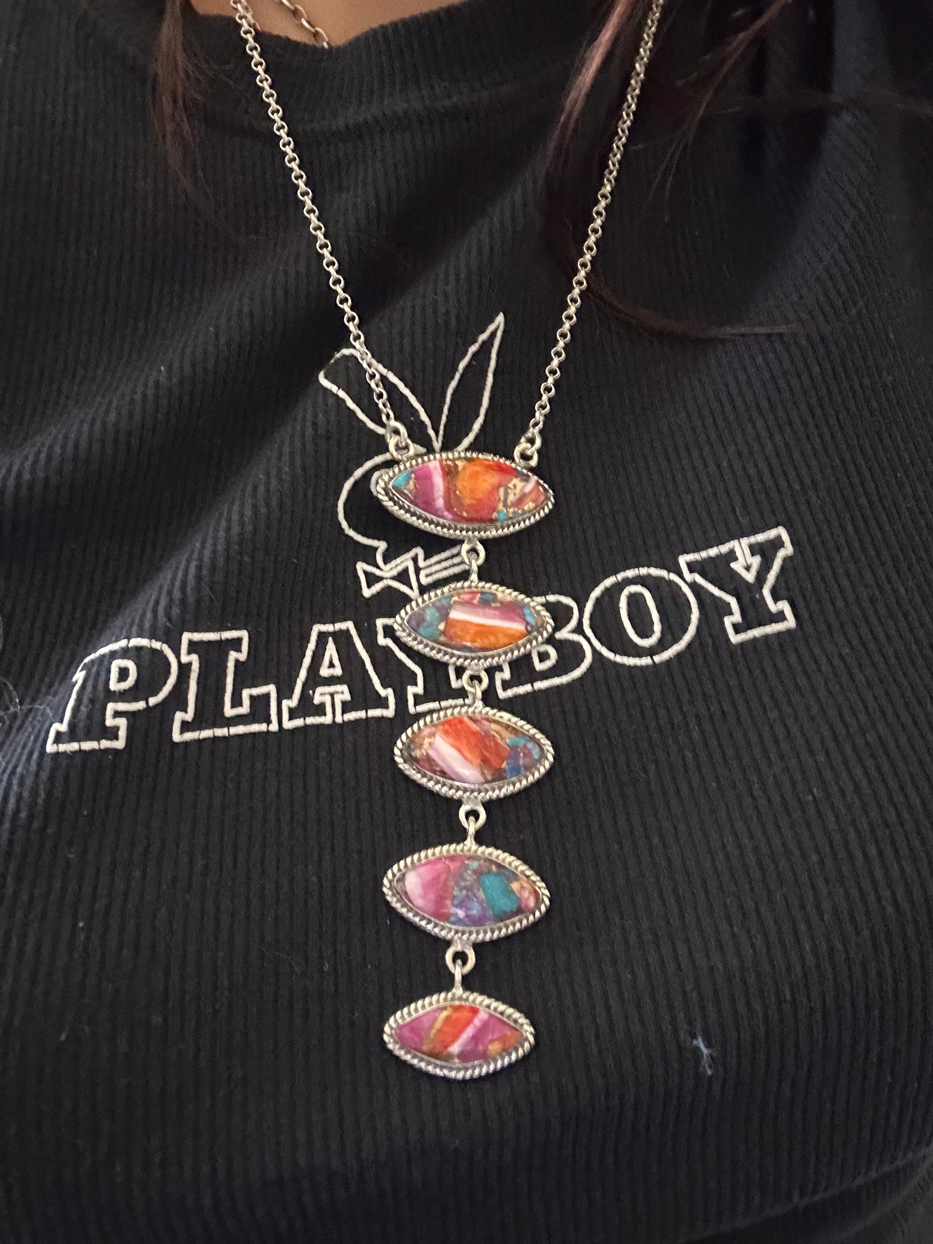 Southwest Made Mohave Turquoise & Sterling Silver Necklace