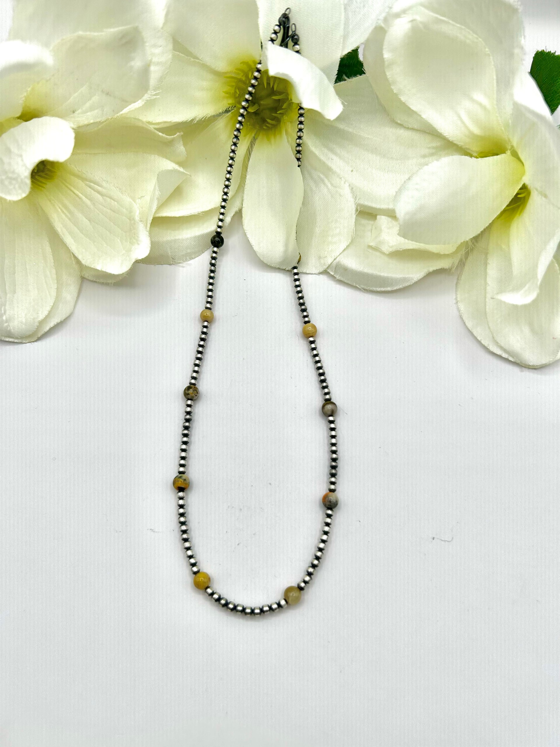 Navajo Made Strung 3 MM BB Agate Necklace