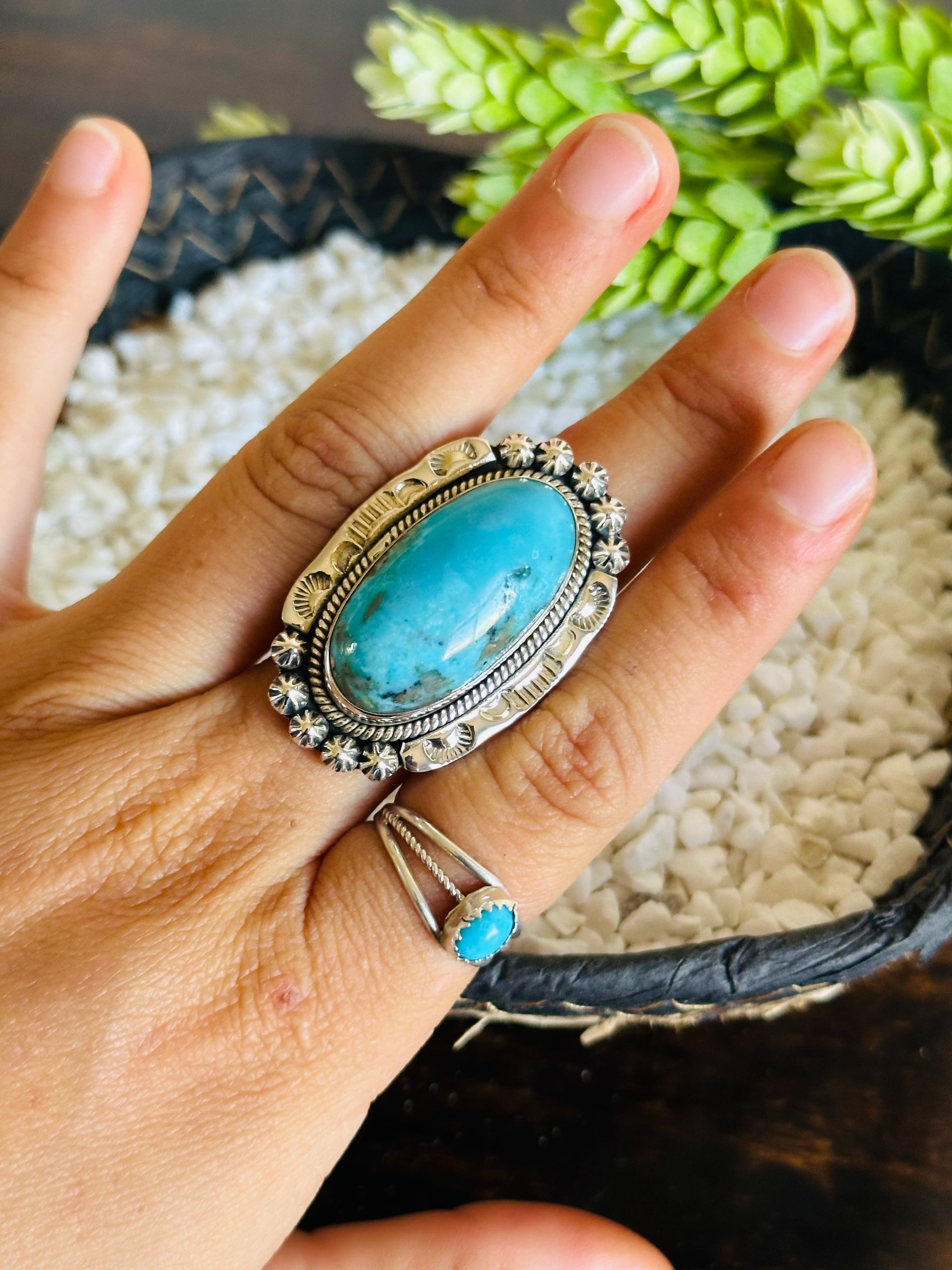 TTD Blue Ridge Turquoise & Sterling Silver Adjustable Ring