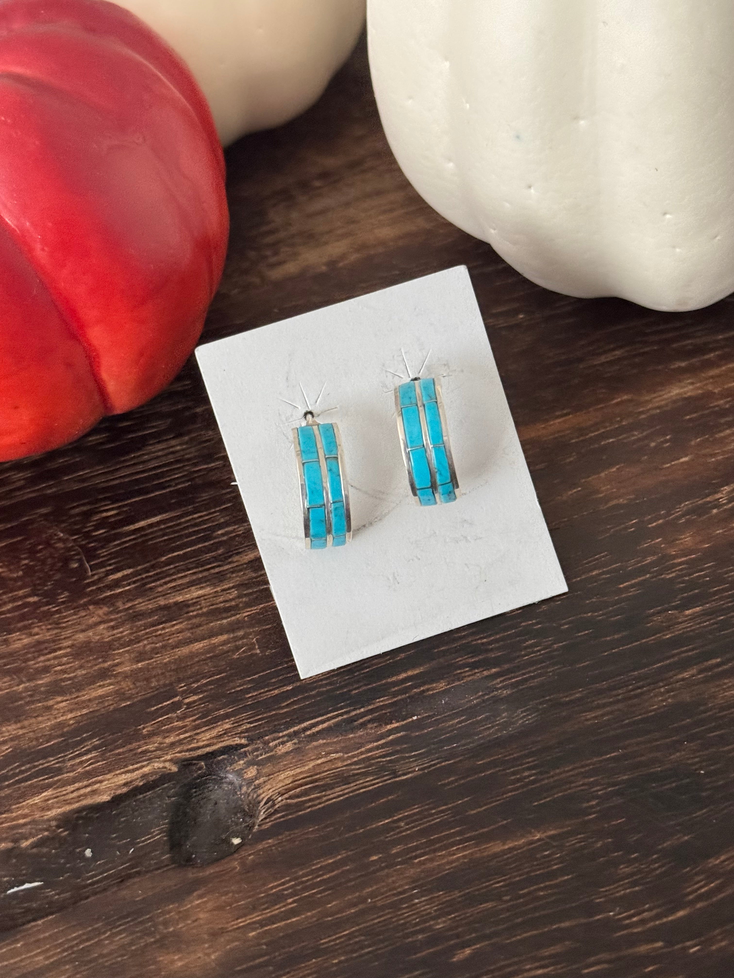 Cj Kyle Kingman Turquoise & Sterling Silver Hoop Earrings