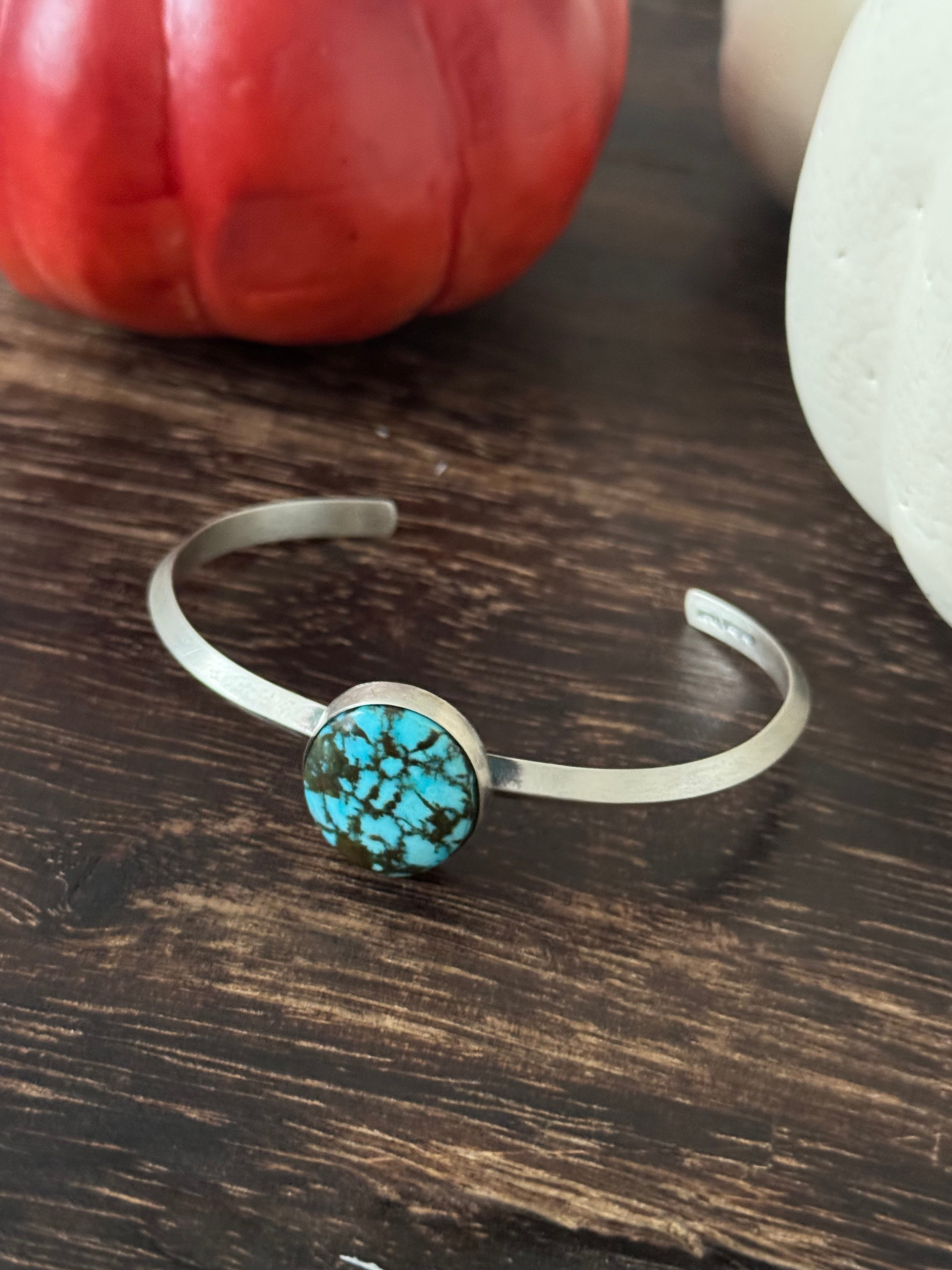 Navajo Made Birdseye Kingman Turquoise & Sterling Silver Cuff Bracelet