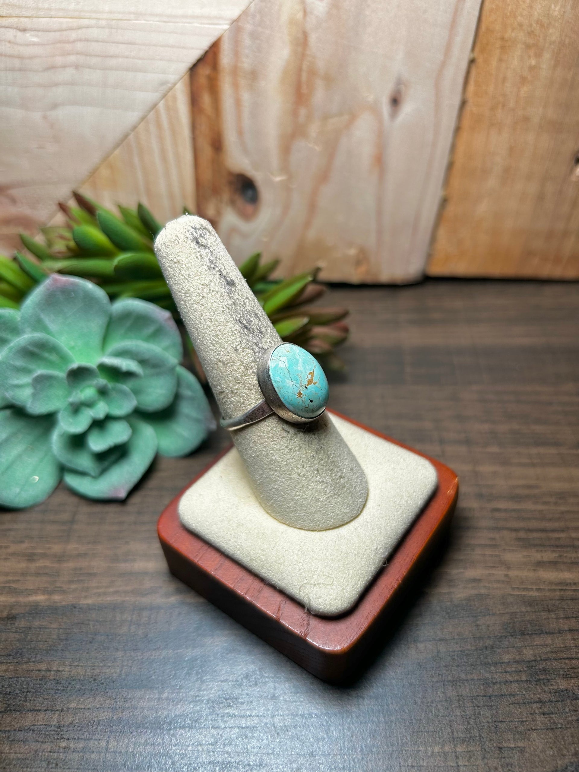 Navajo Made Royston Turquoise & Sterling Silver Ring Size 8.5