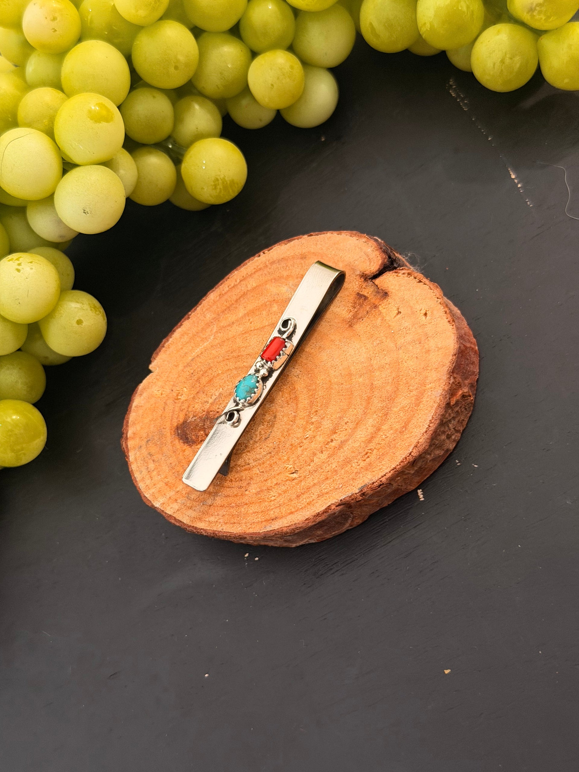 Navajo Made Multi Stone & Sterling Silver Money Clip